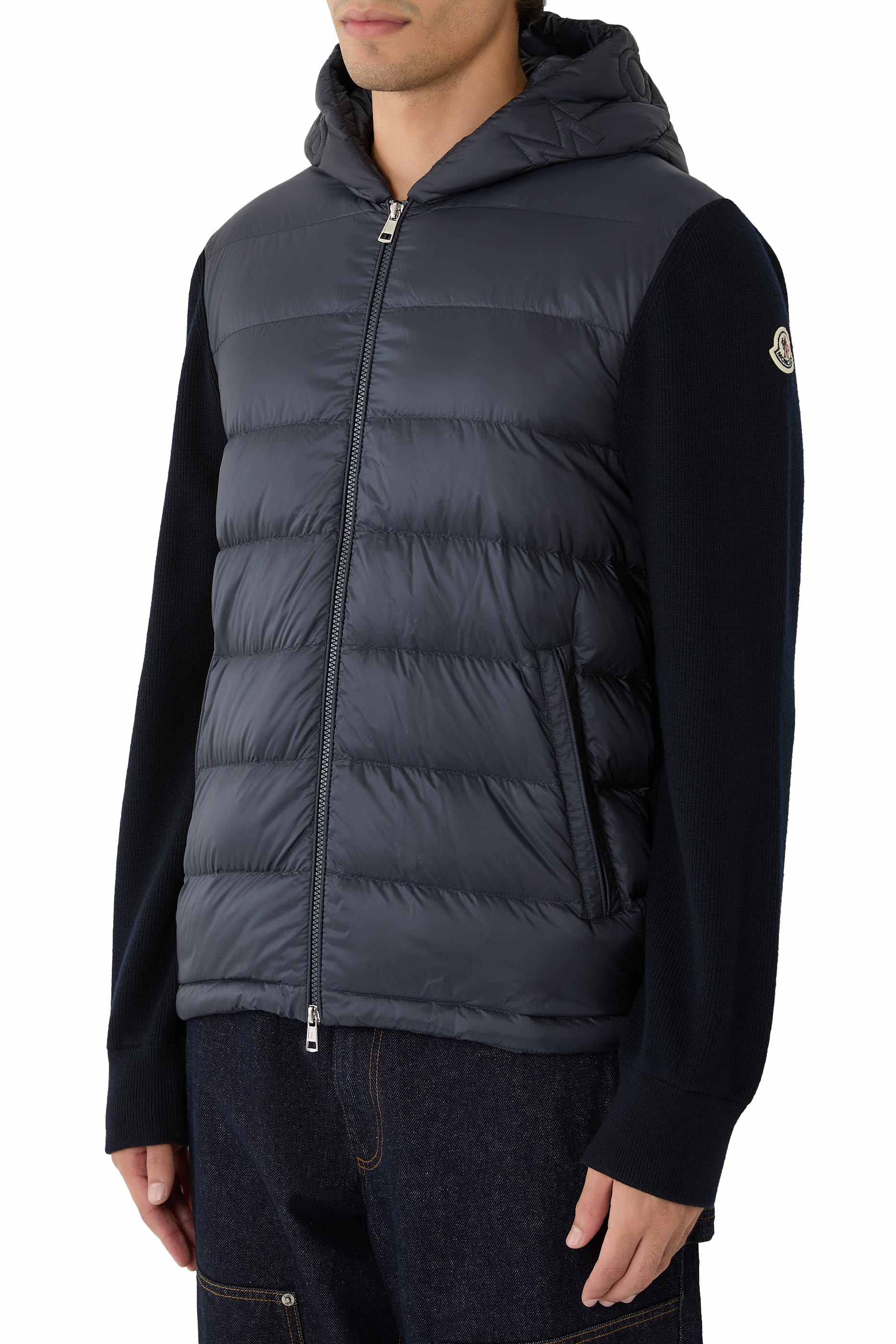 Padded Wool Zip-Up Hoodie