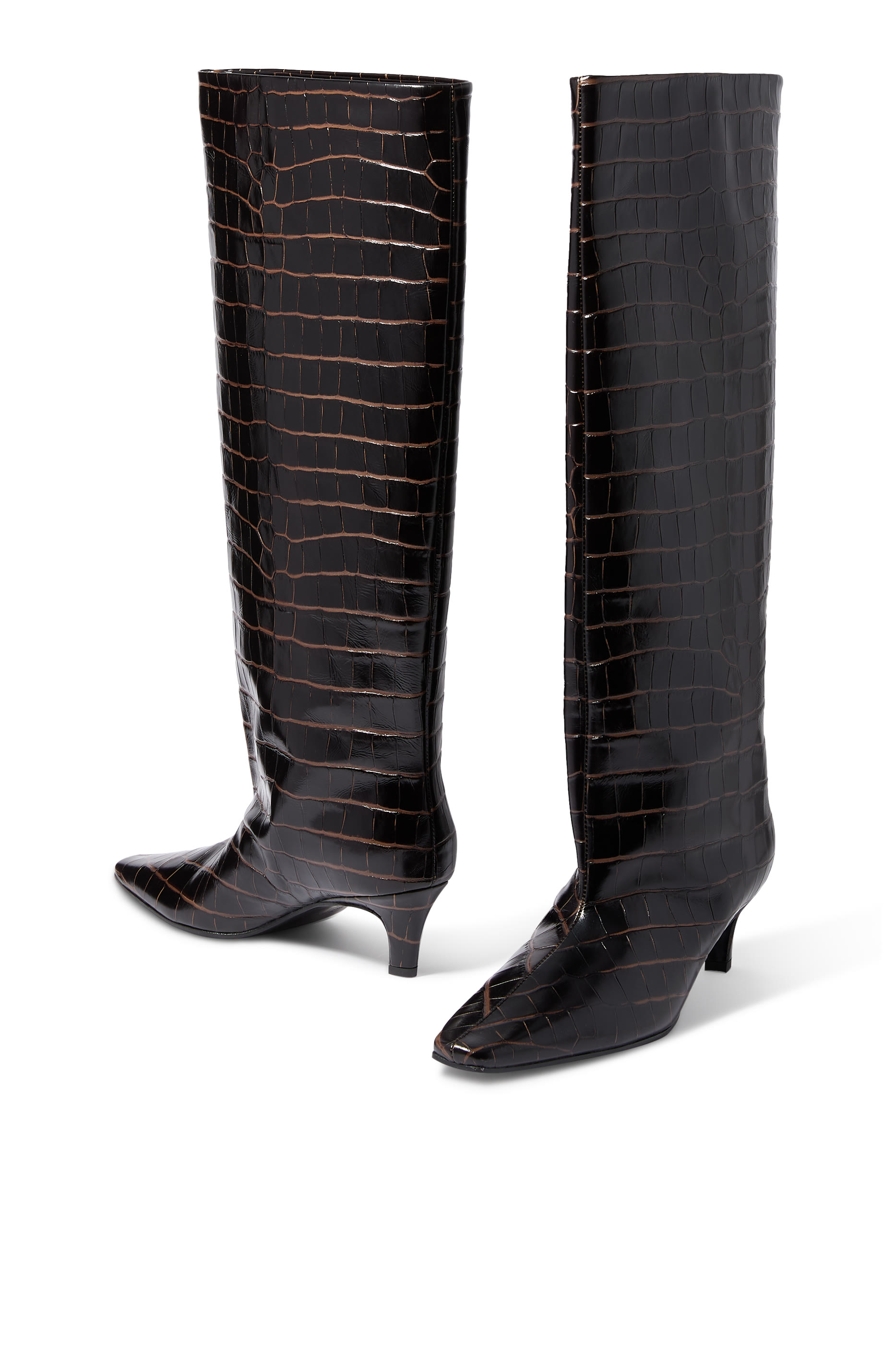 Croco-Embossed Wide Shaft Boots 50