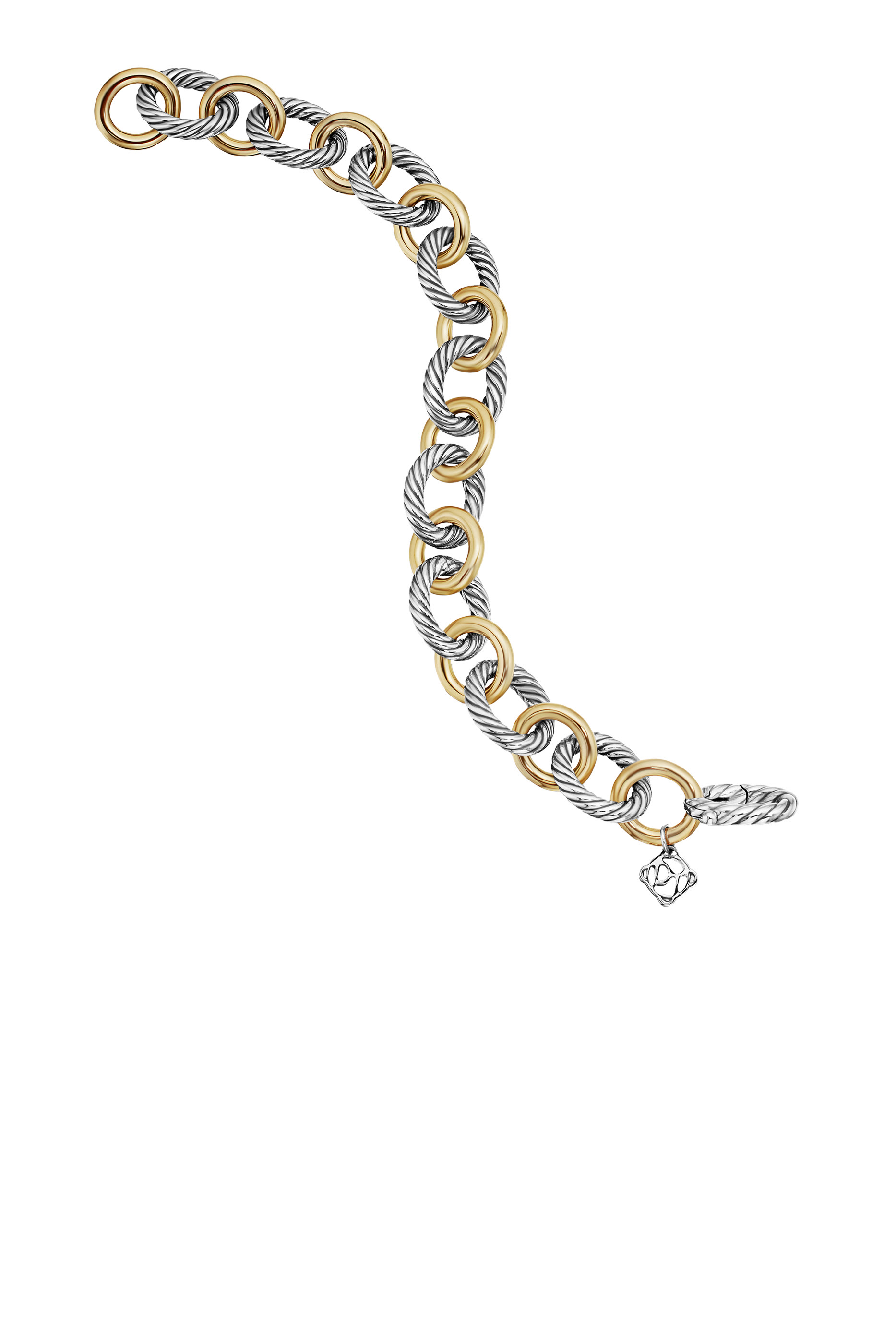Oval Link Chain Bracelet, 18K Yellow Gold & Sterling Silver
