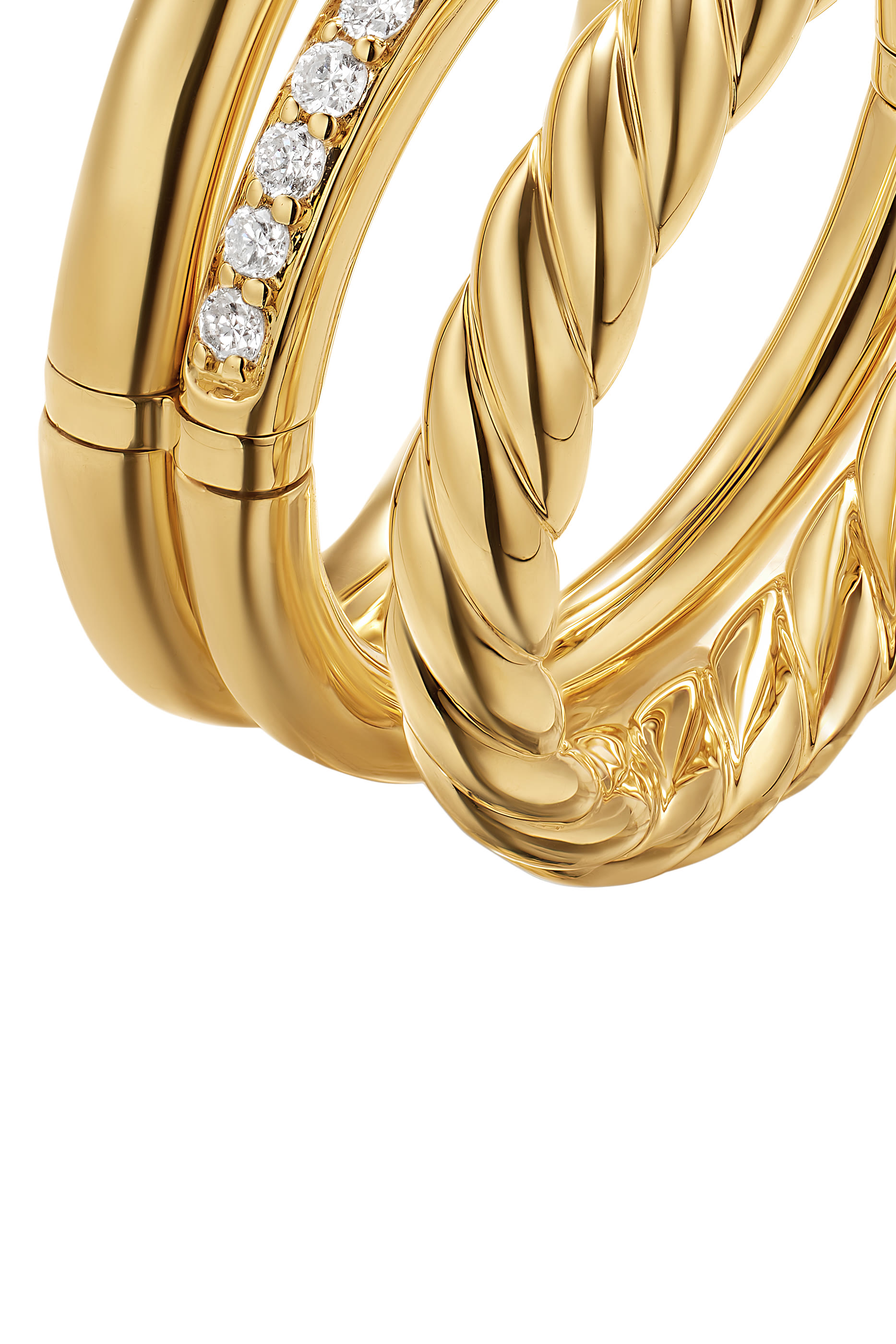  DY Mercer&reg; Three Row Ring, 18K Yellow Gold & Diamonds