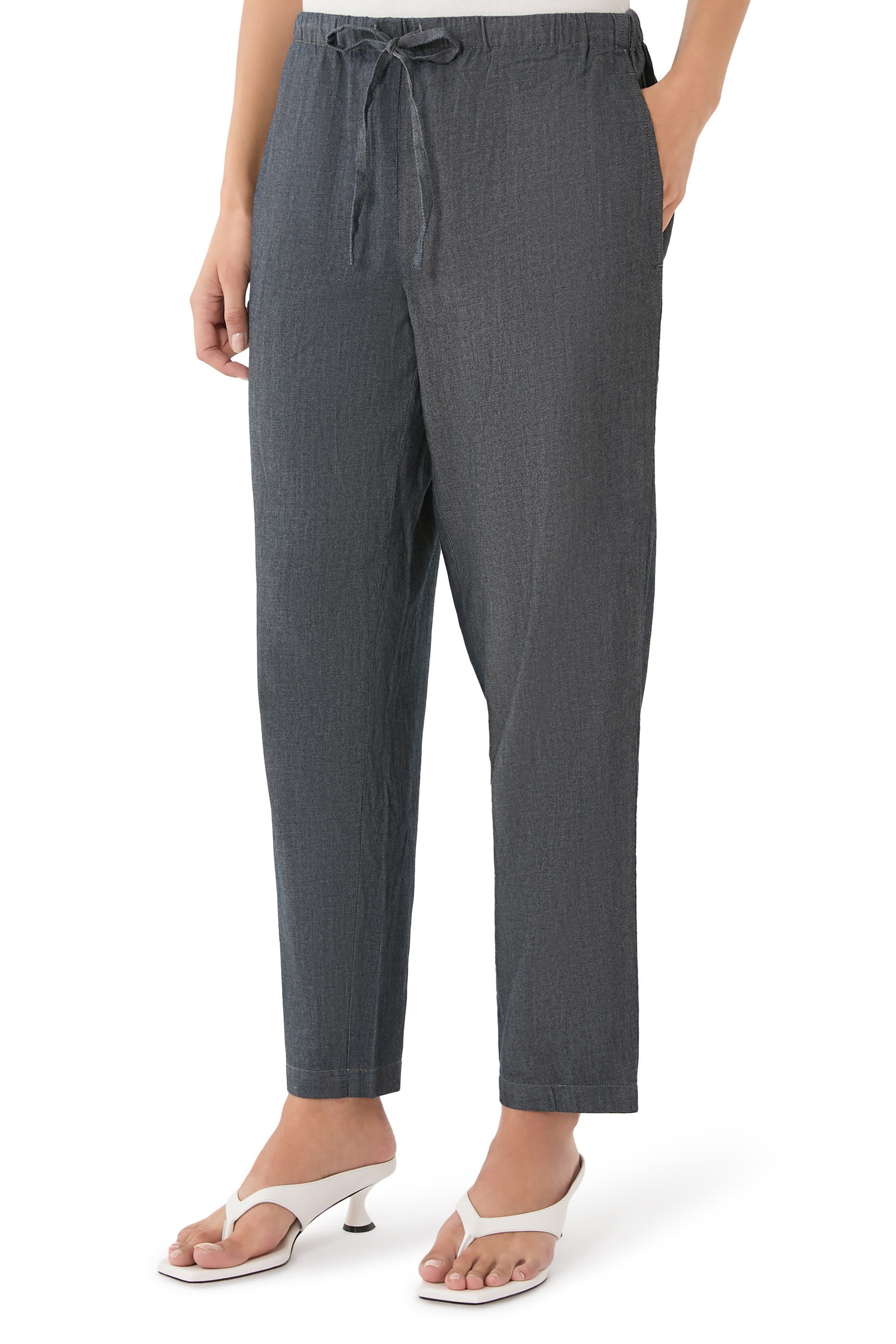 Organic Cotton Twill Pull-On Ankle Pants