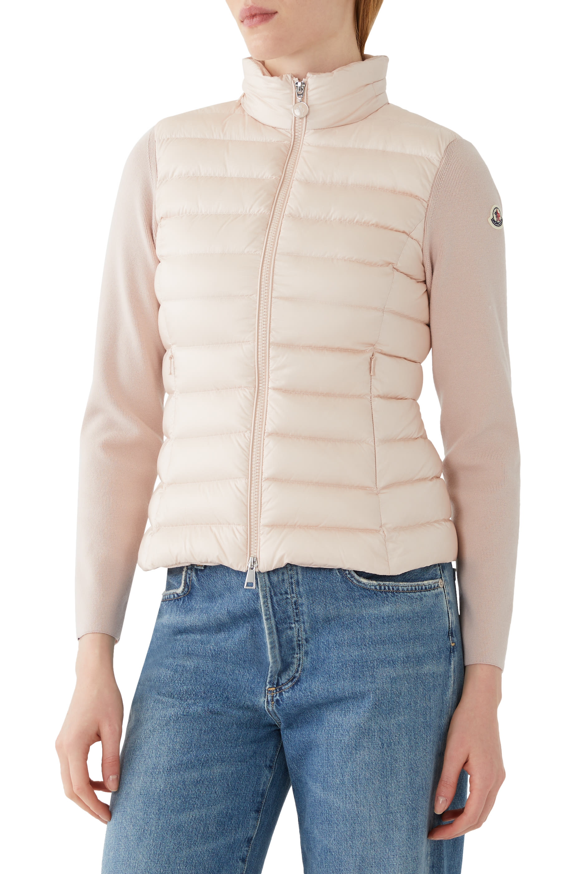 Padded Cotton Zip-Up Cardigan