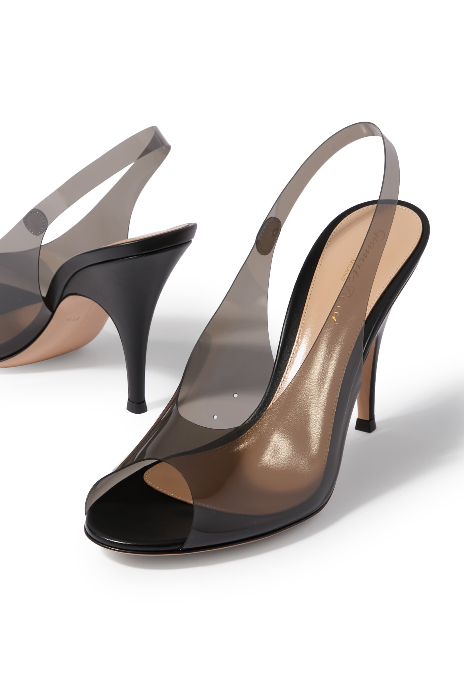 Amelie 95 Slingback Pumps in Plexi and Leather