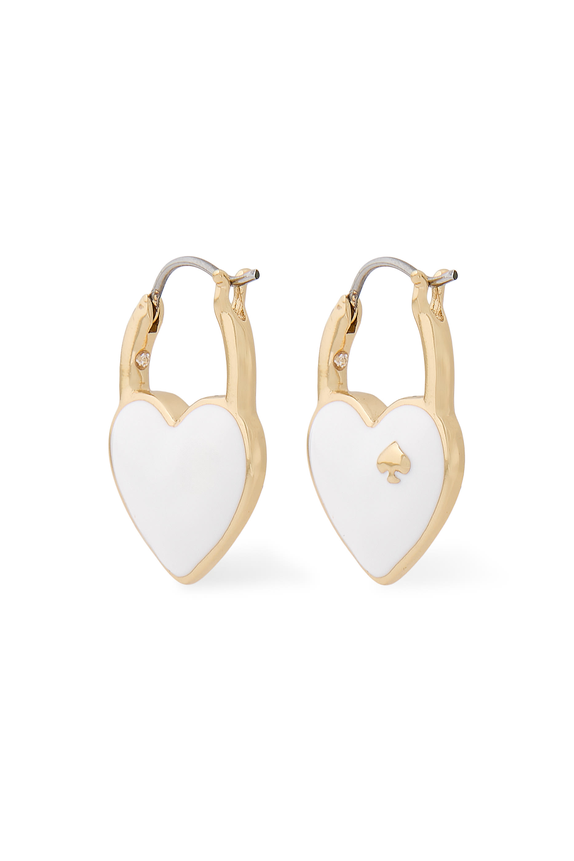 Heart Spade Huggies, Stainless Steel Posts & Enamel