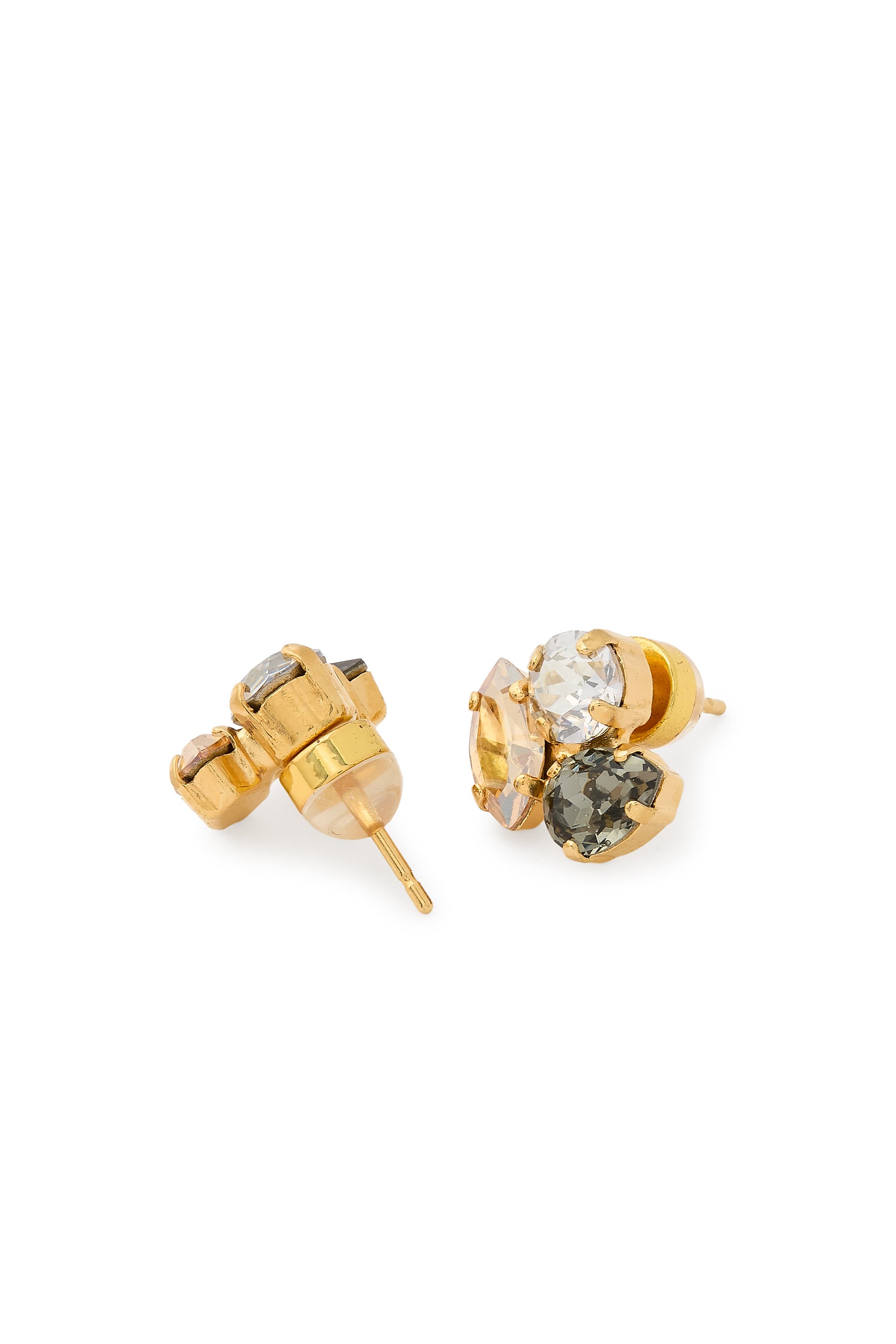 Ana Earrings in Golden Combo, 18K Gold Plated Raw Brass & Swarovski Crystals