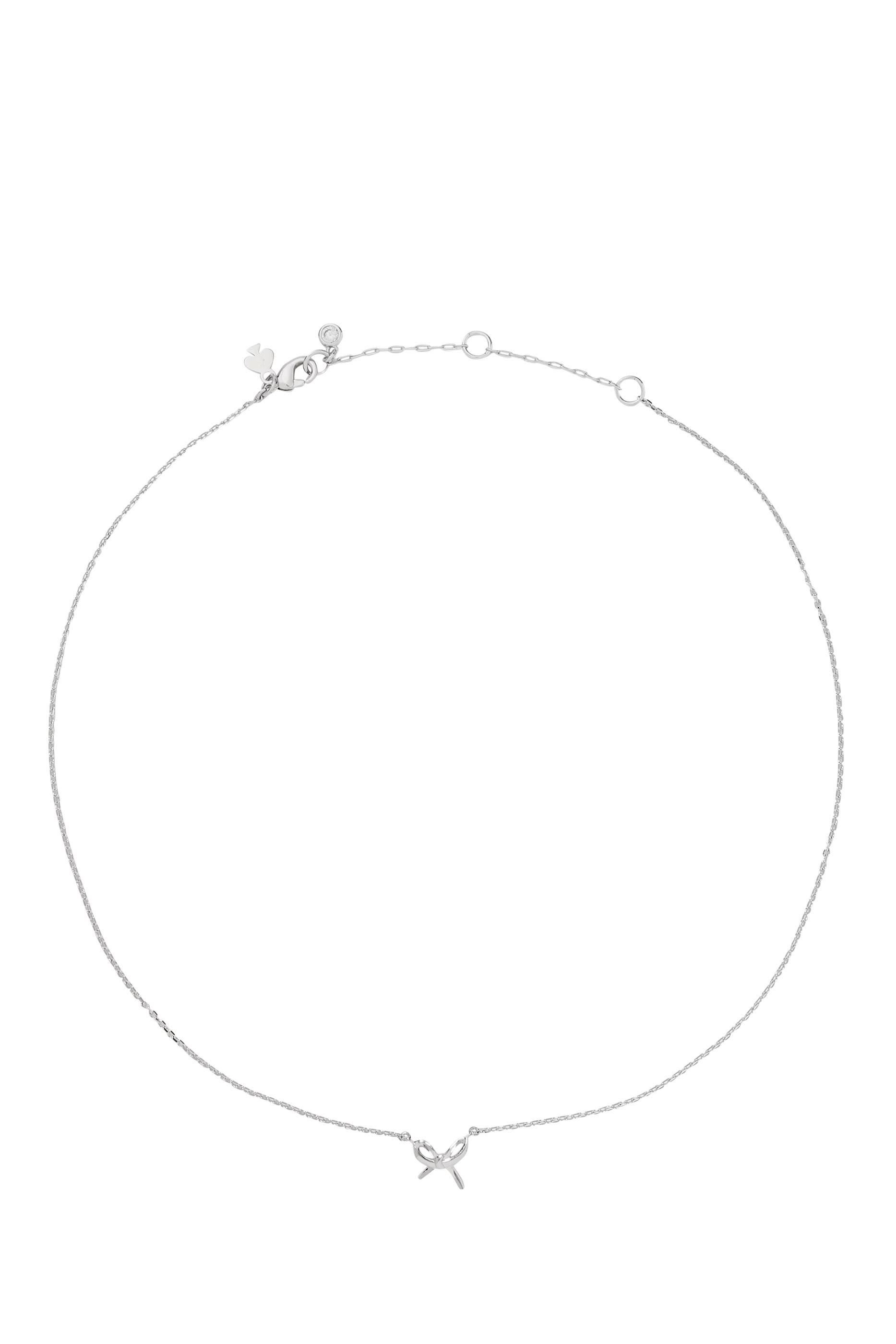 Girlie Pearlie Mini Bow Pendant Necklace, Plated Brass