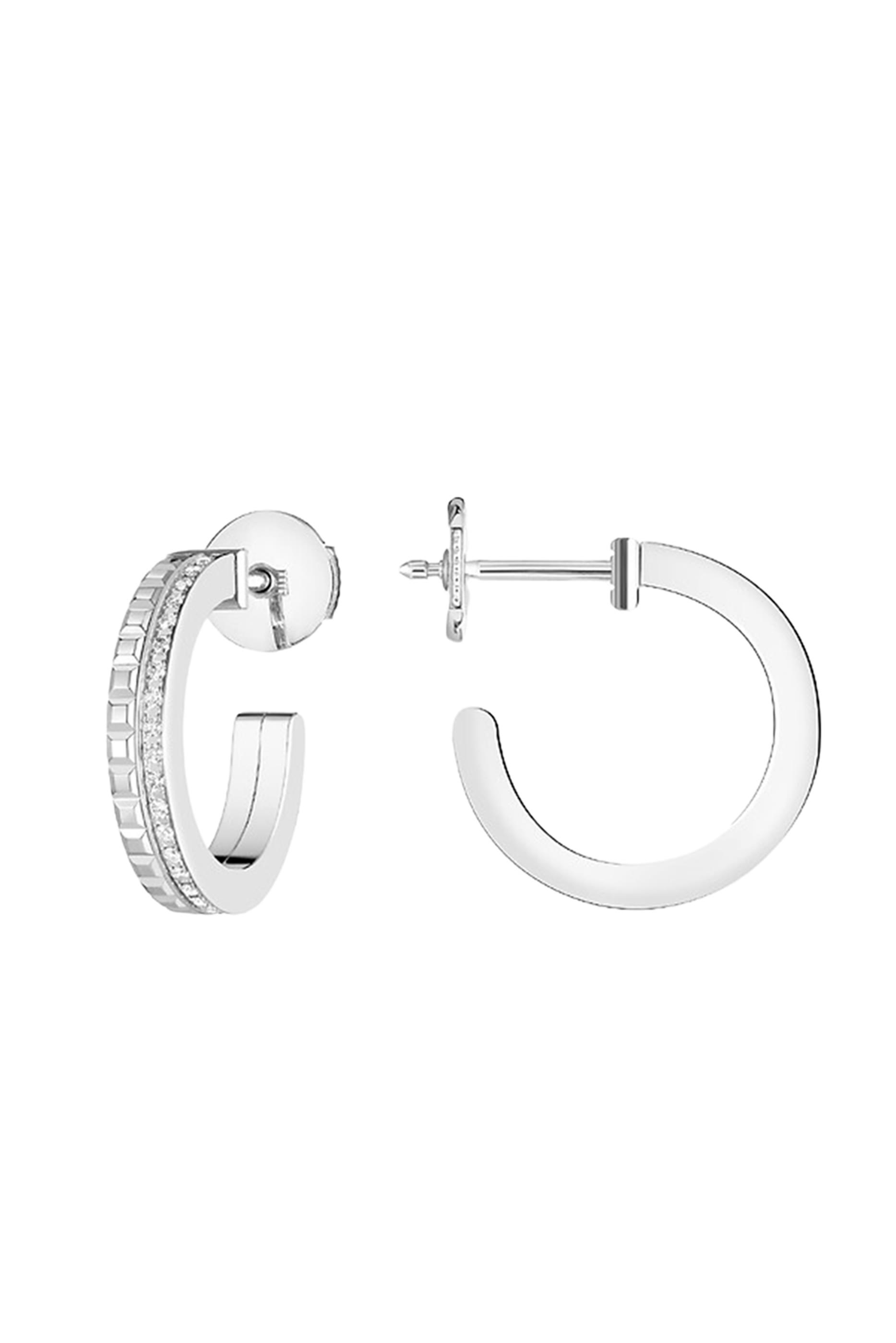 Quatre Radiant Edition Hoop Earrings, 18K White Gold & Diamond