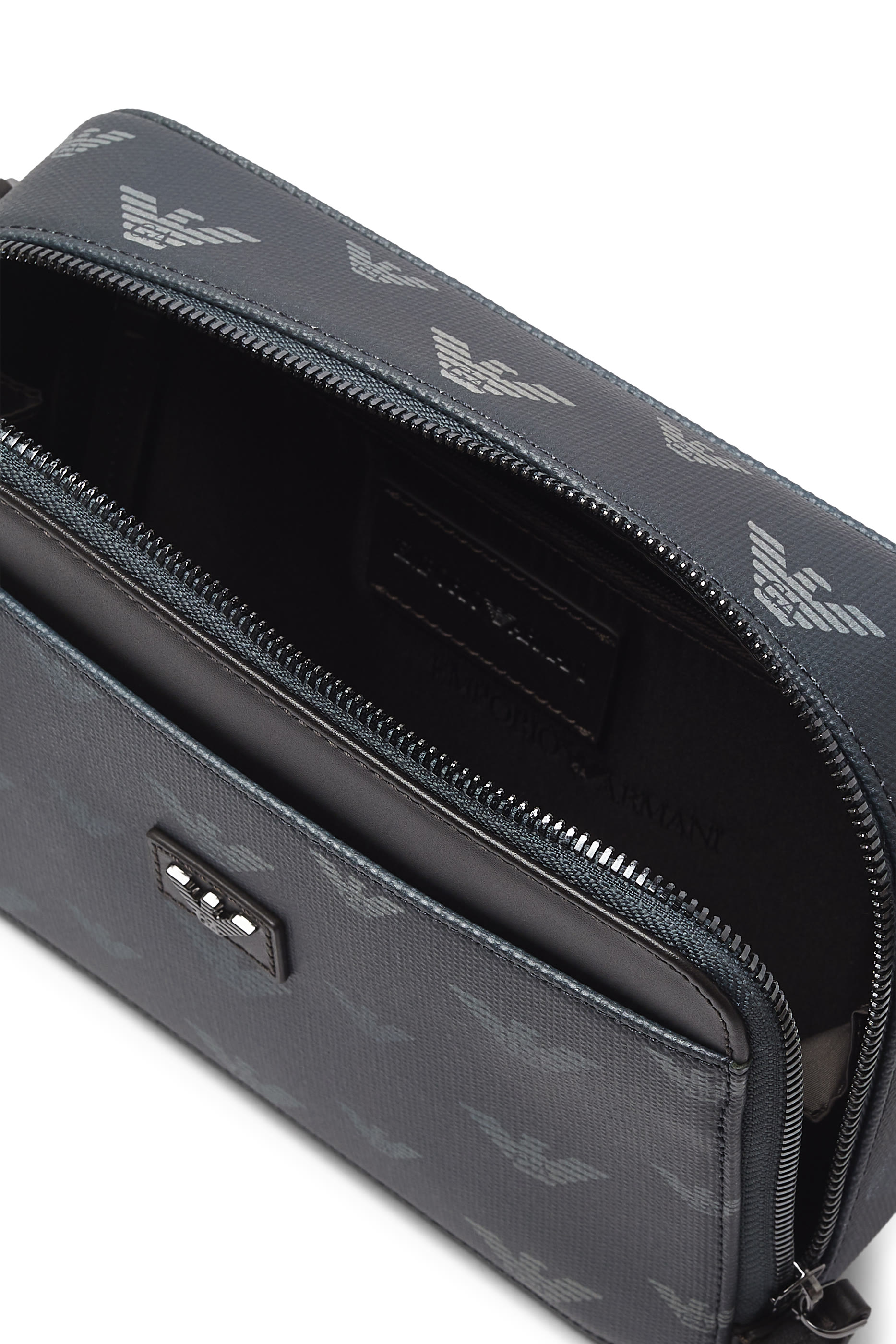 All-Over Eagle Crossbody Coated-Canvas Bag