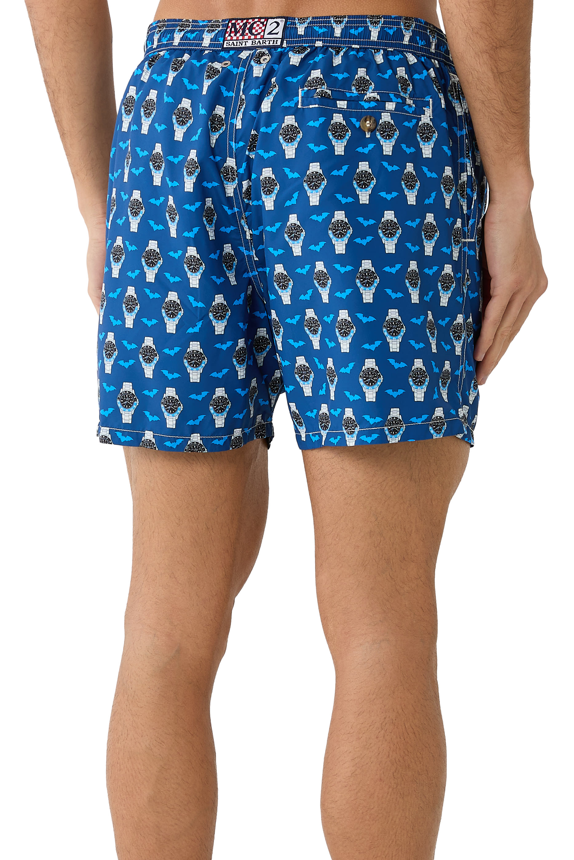 Lighting Watch Bat O'Clock Print Micro Swim Shorts