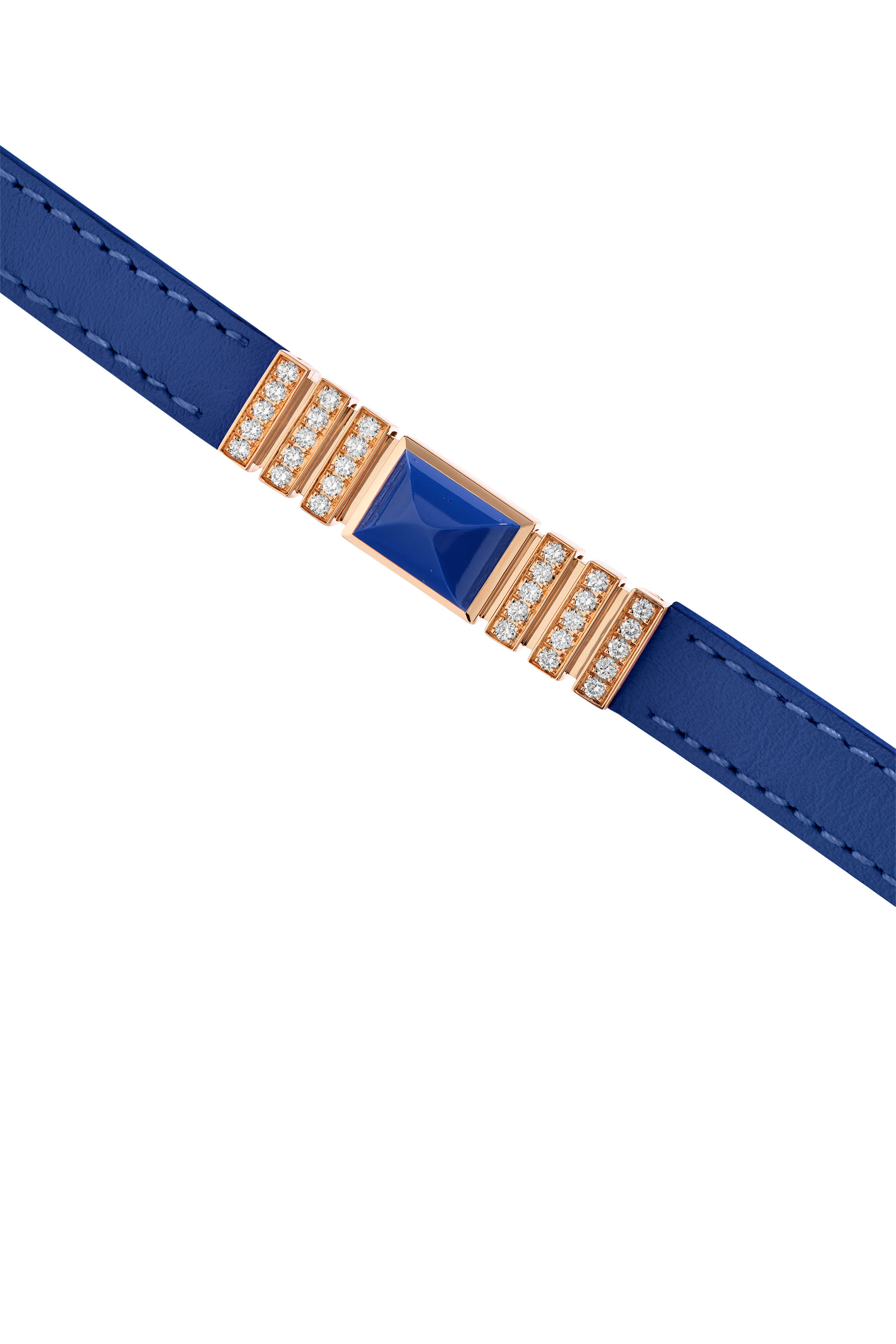 Unii Bracelet, 18k Rose Gold with Lapis Lazuli & Diamond Pave Leather Strap