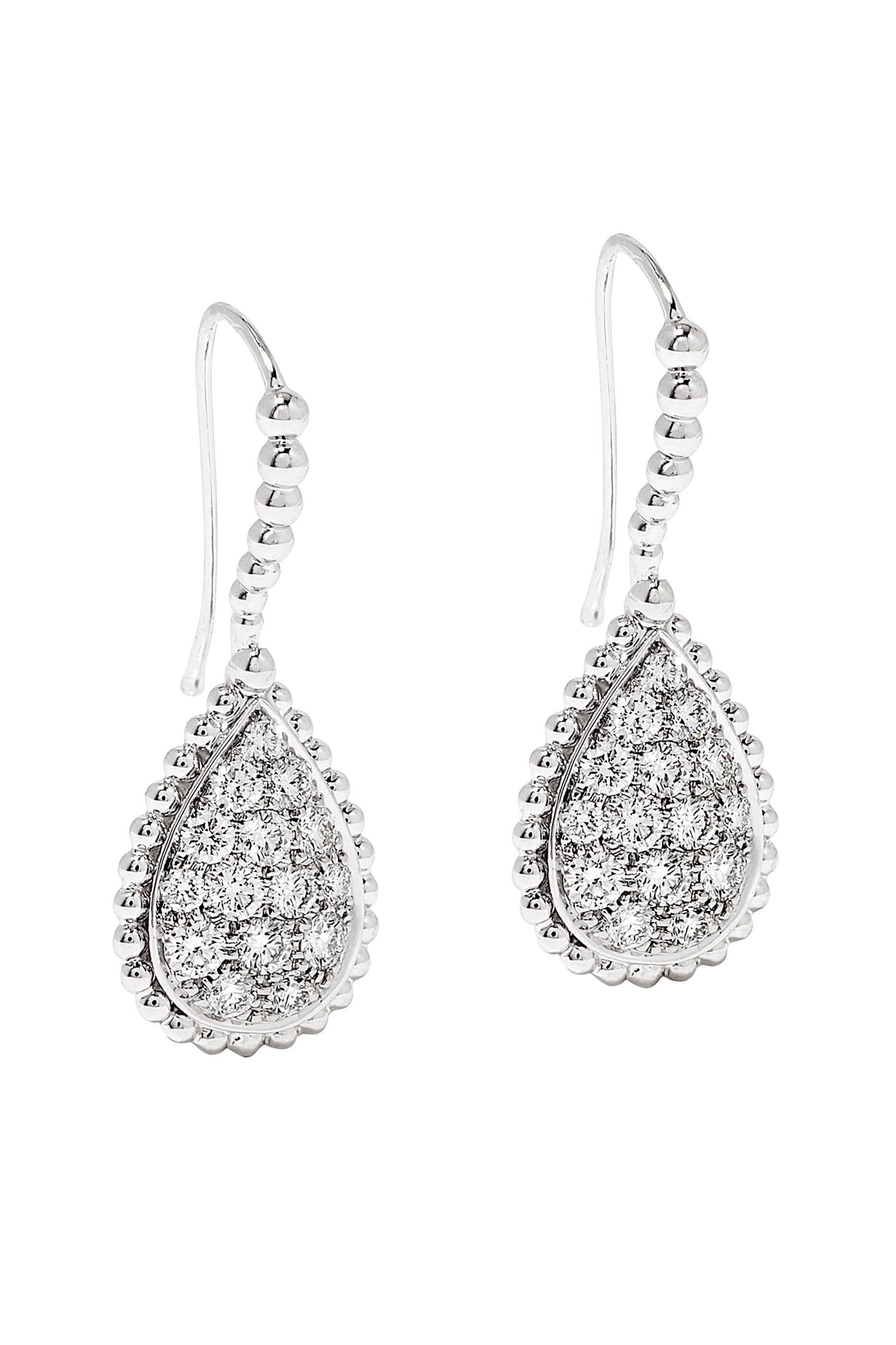 Serpent Boh&egrave;me M Motif Sleepers Earrings, 18k White Gold & Diamonds
