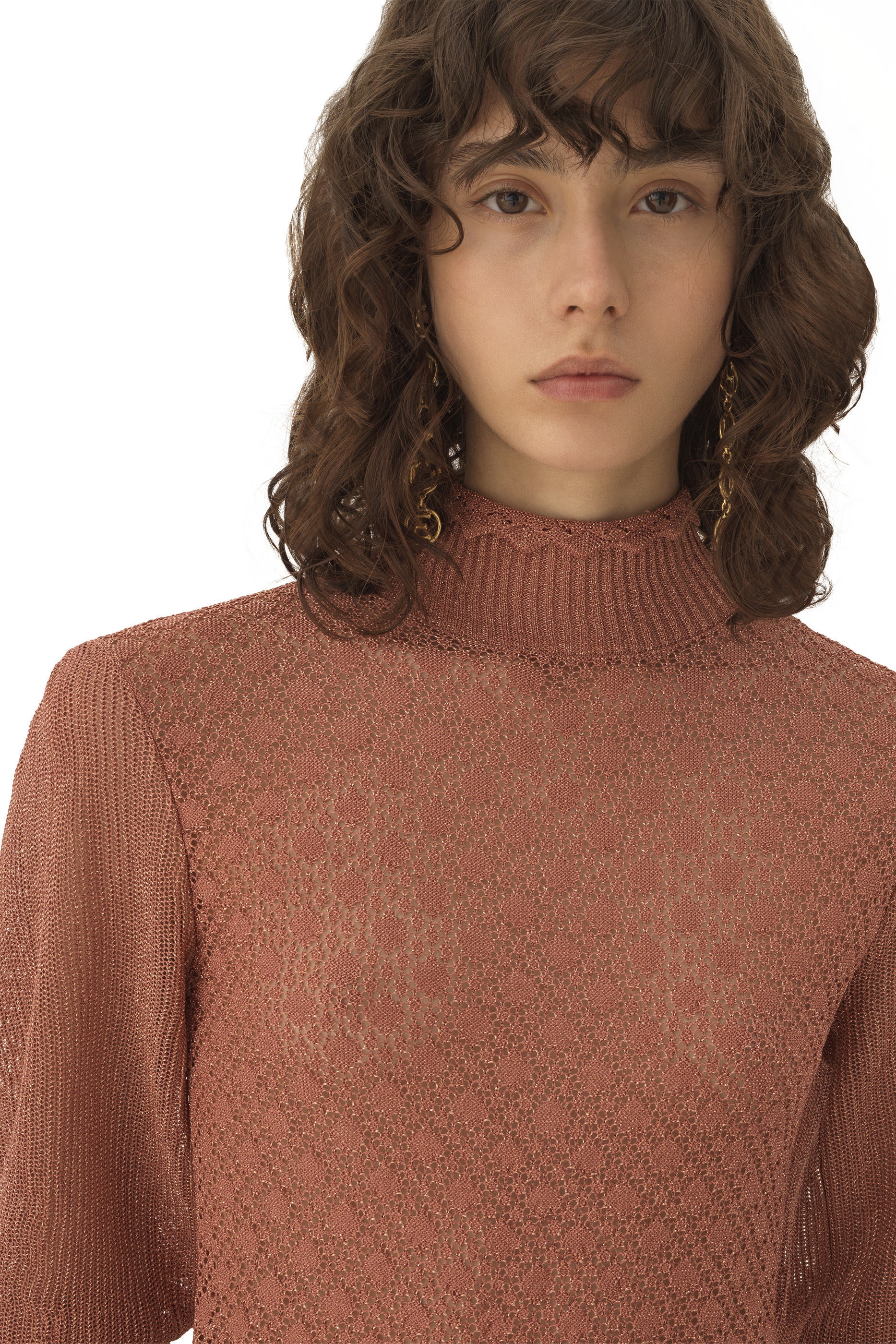  Ruffled Puff-Sleeve Jumper