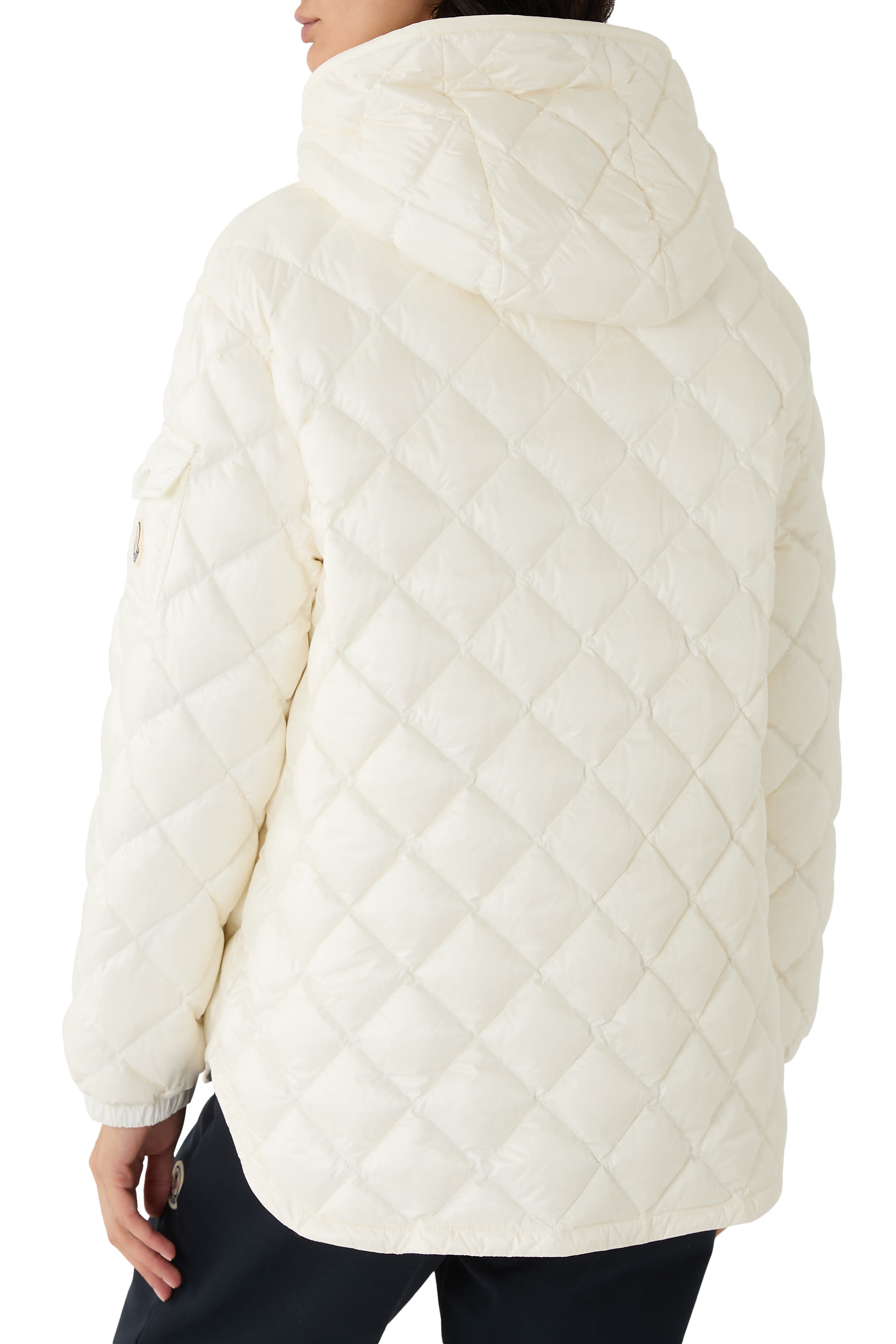 Diamond-Quilted Hooded Short Down Jacket