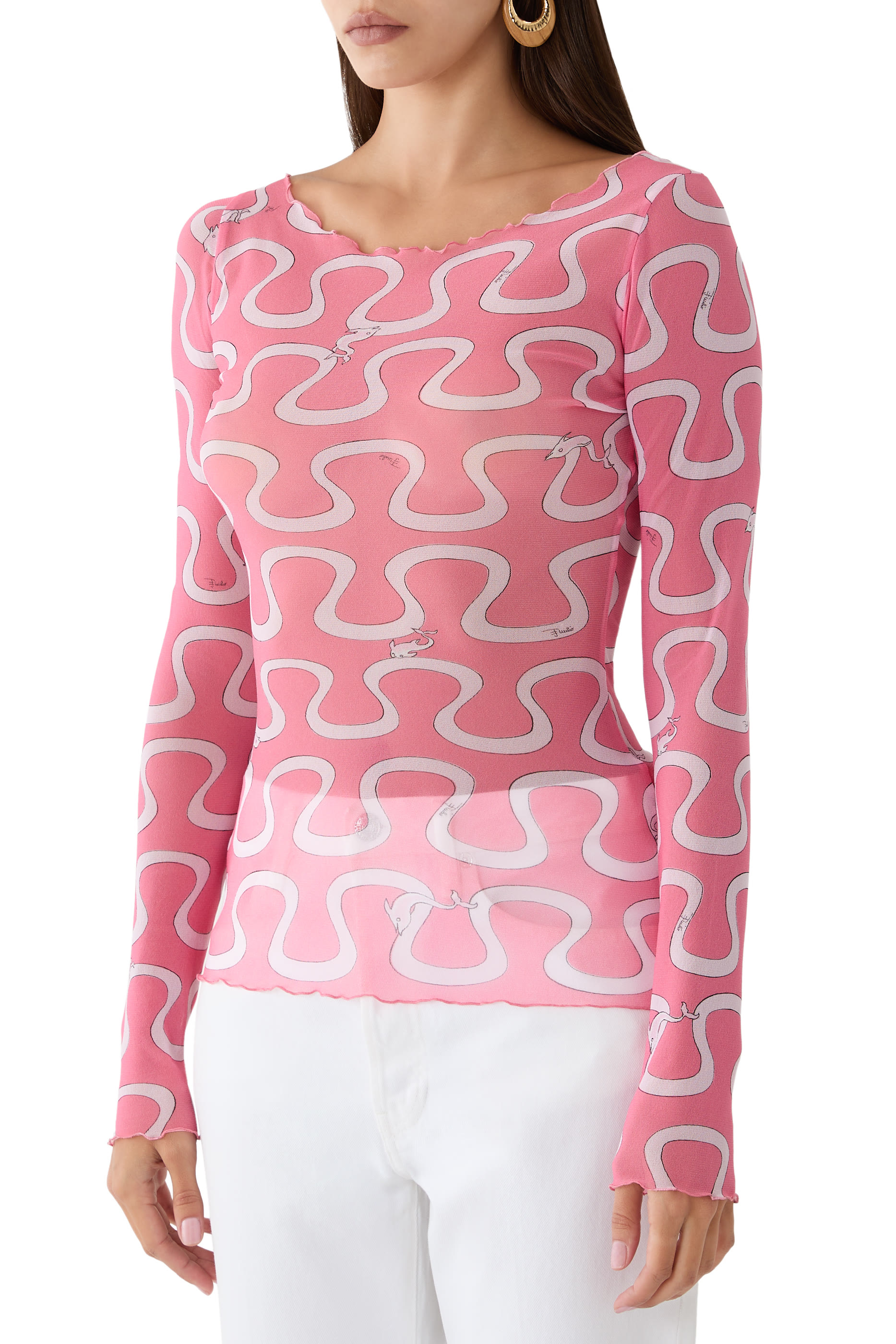 Onda Print Tulle Top 
