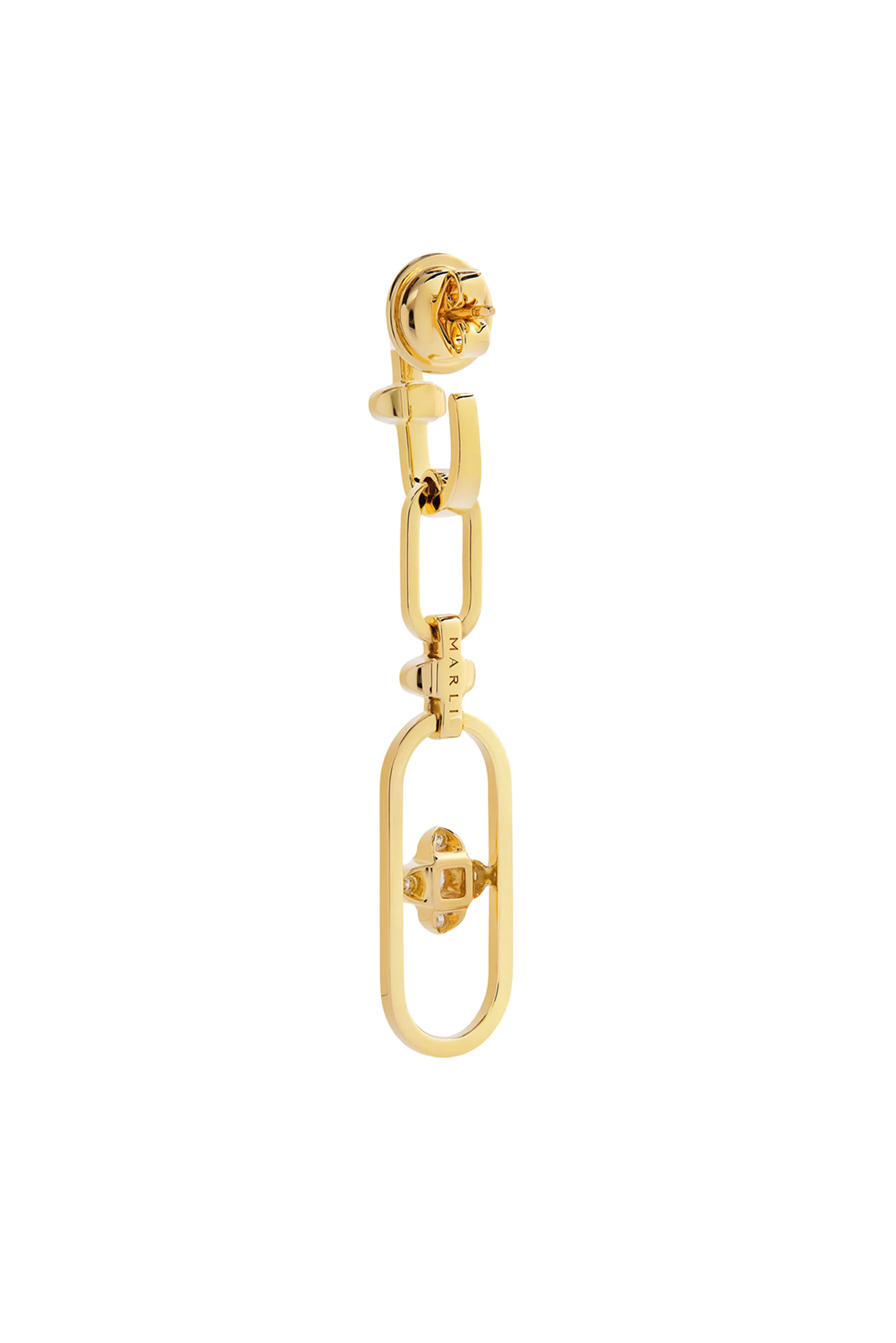 Tip-Top Link Double Drop Earrings, 18K Yellow Gold with Diamonds