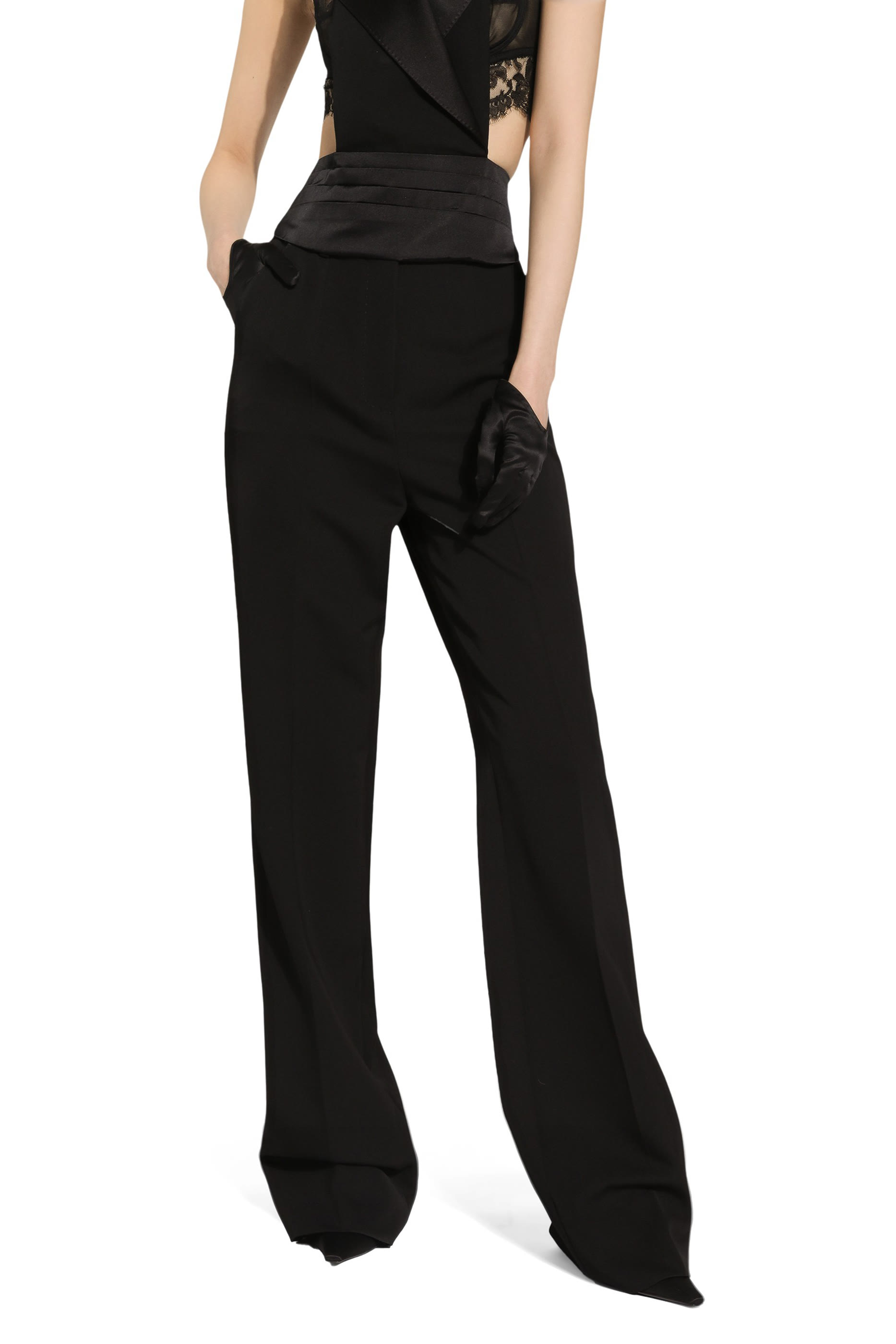 Wool Gabardine Tuxedo Pants