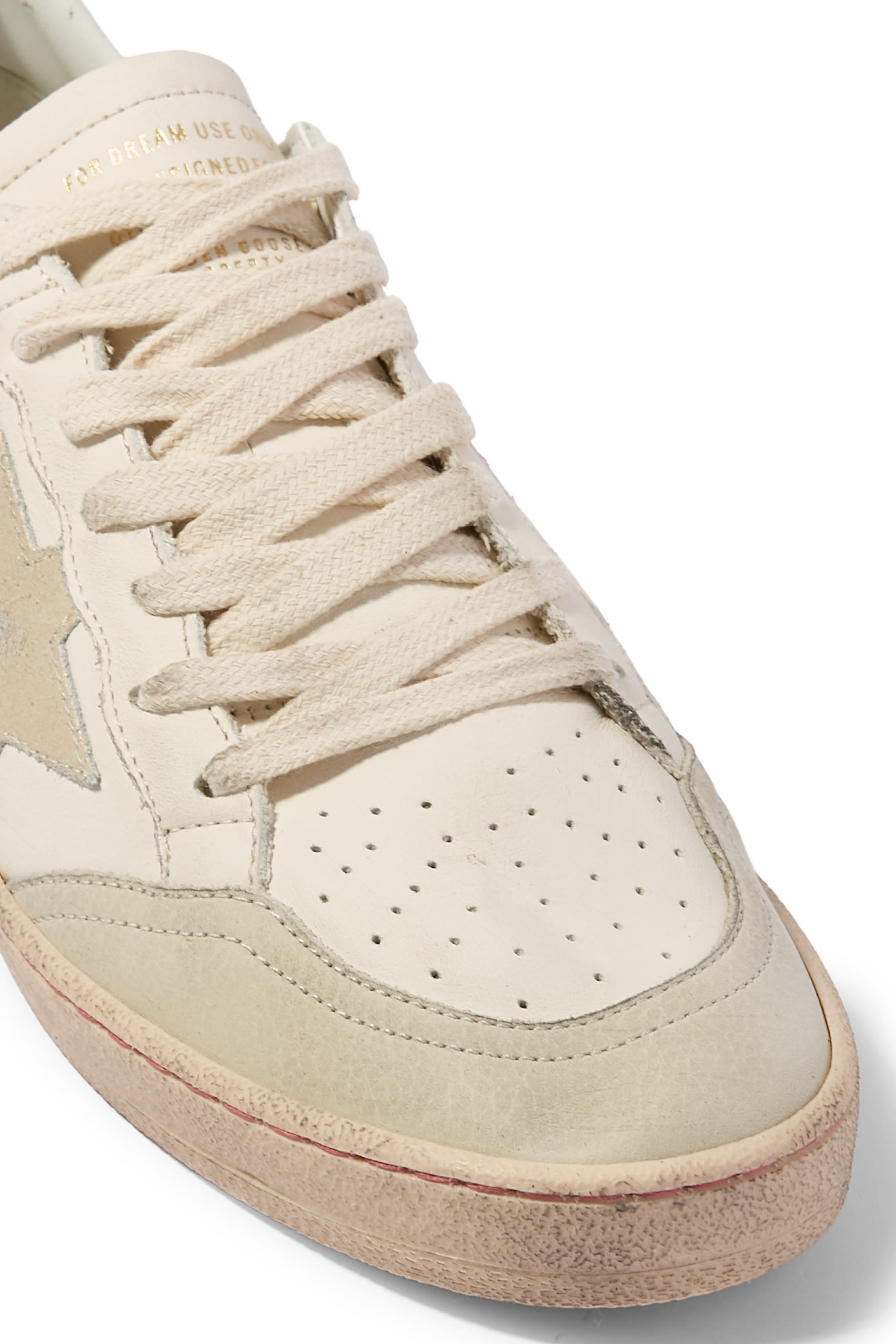 Ball Star Sneakers in Leather with Platinum Suede Star and Multicolour Floral Embroidery