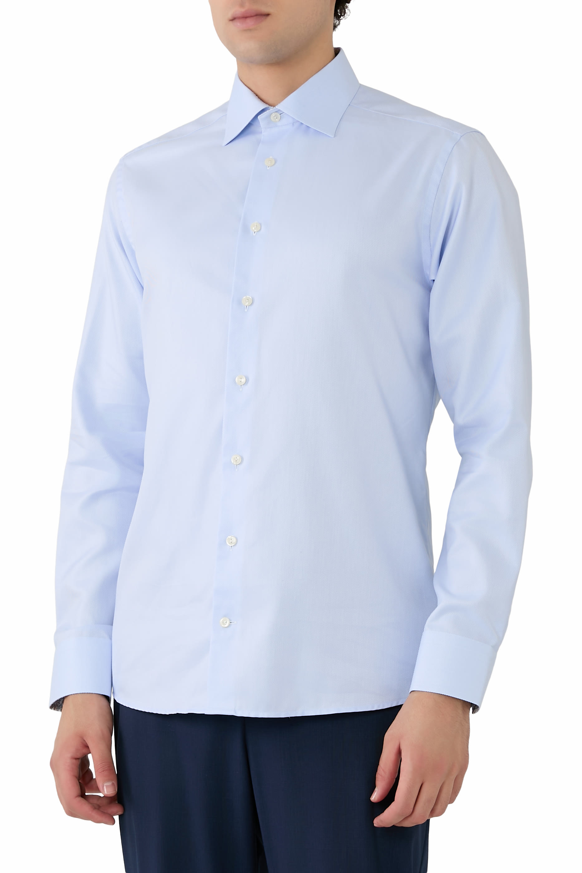  Geometric Effect Textured Twill Shirt