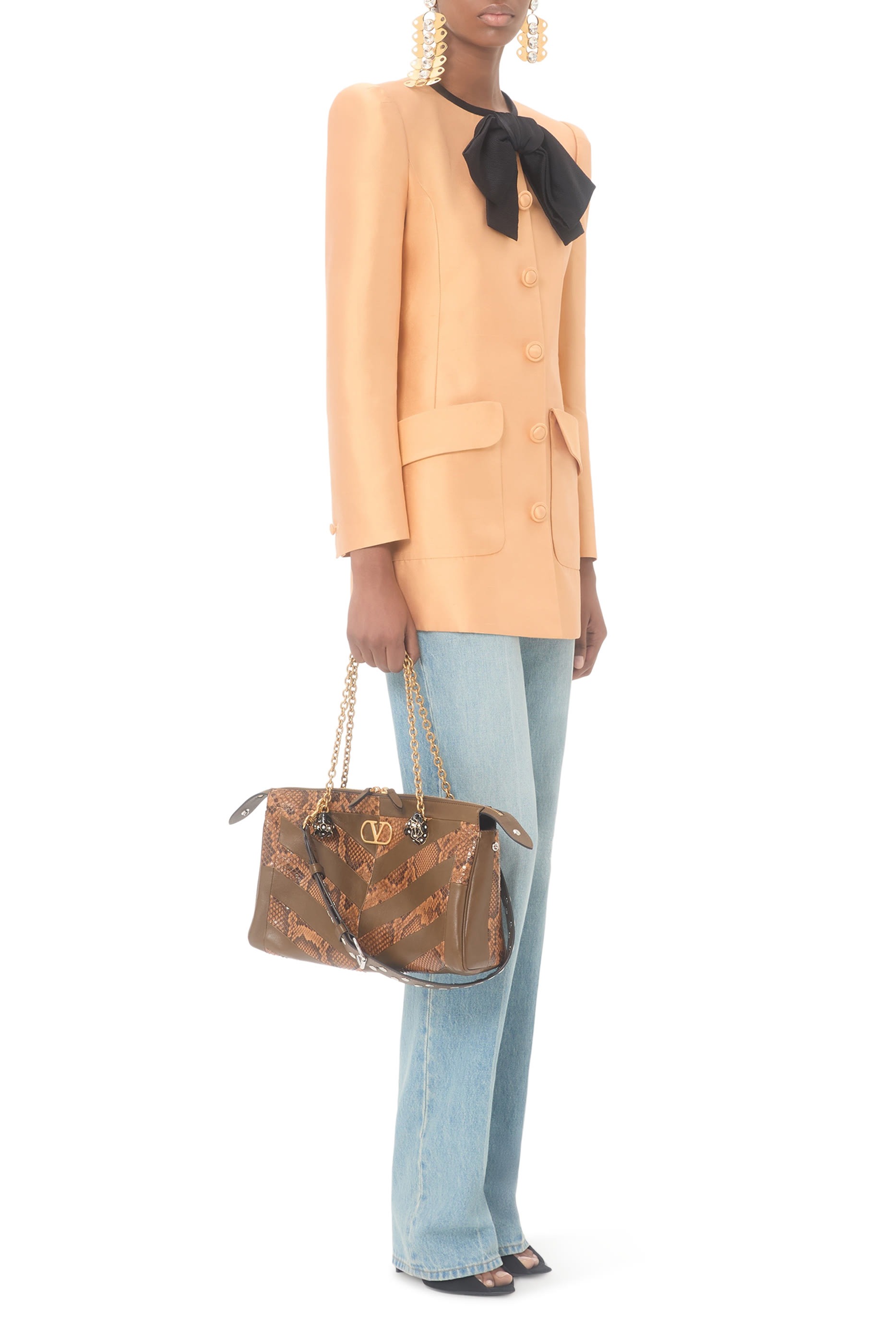  Panthea Medium Shoulder Bag with Chevron Pattern