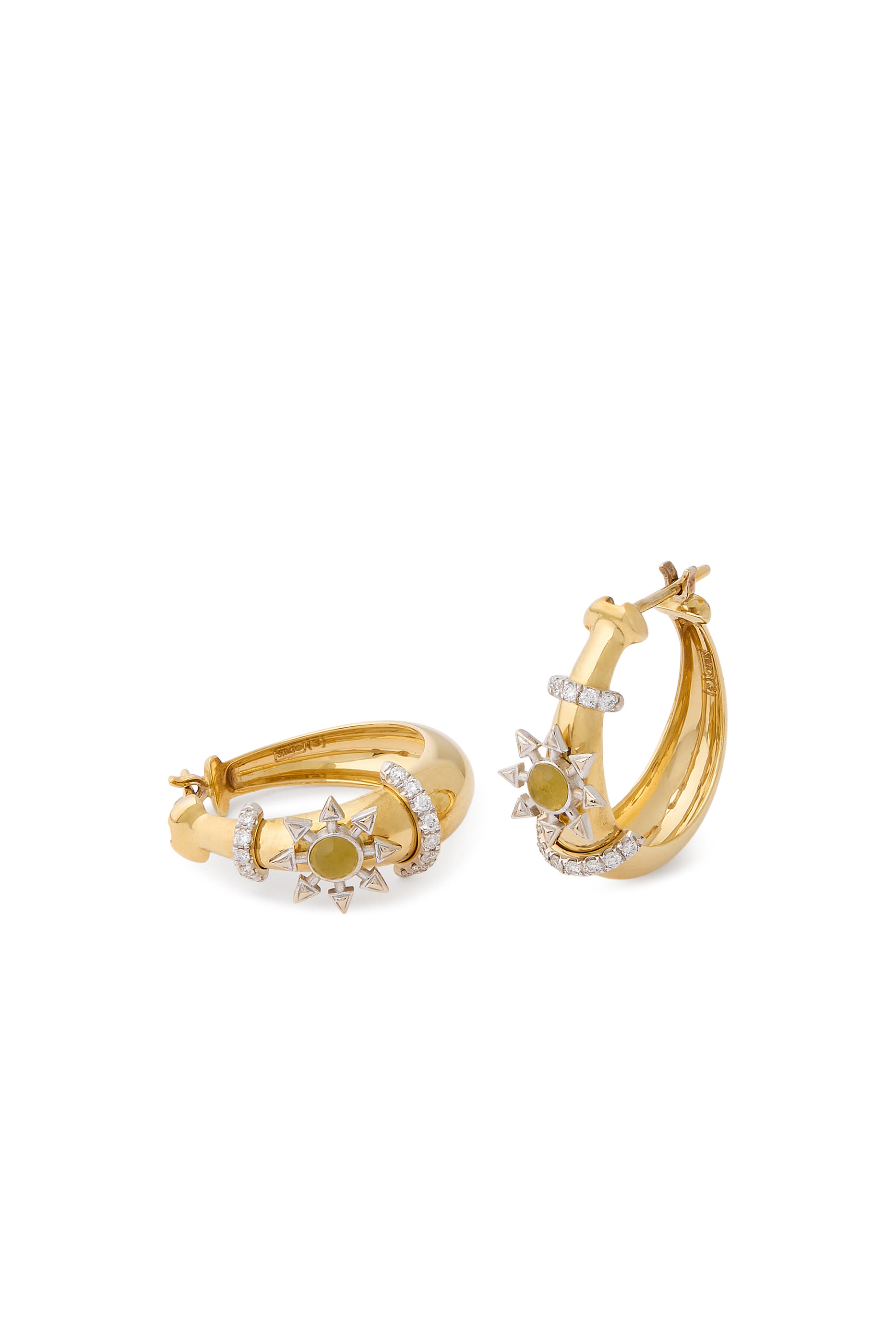Buoy Star Seed Earrings, 18K Yellow Gold & Gemstones