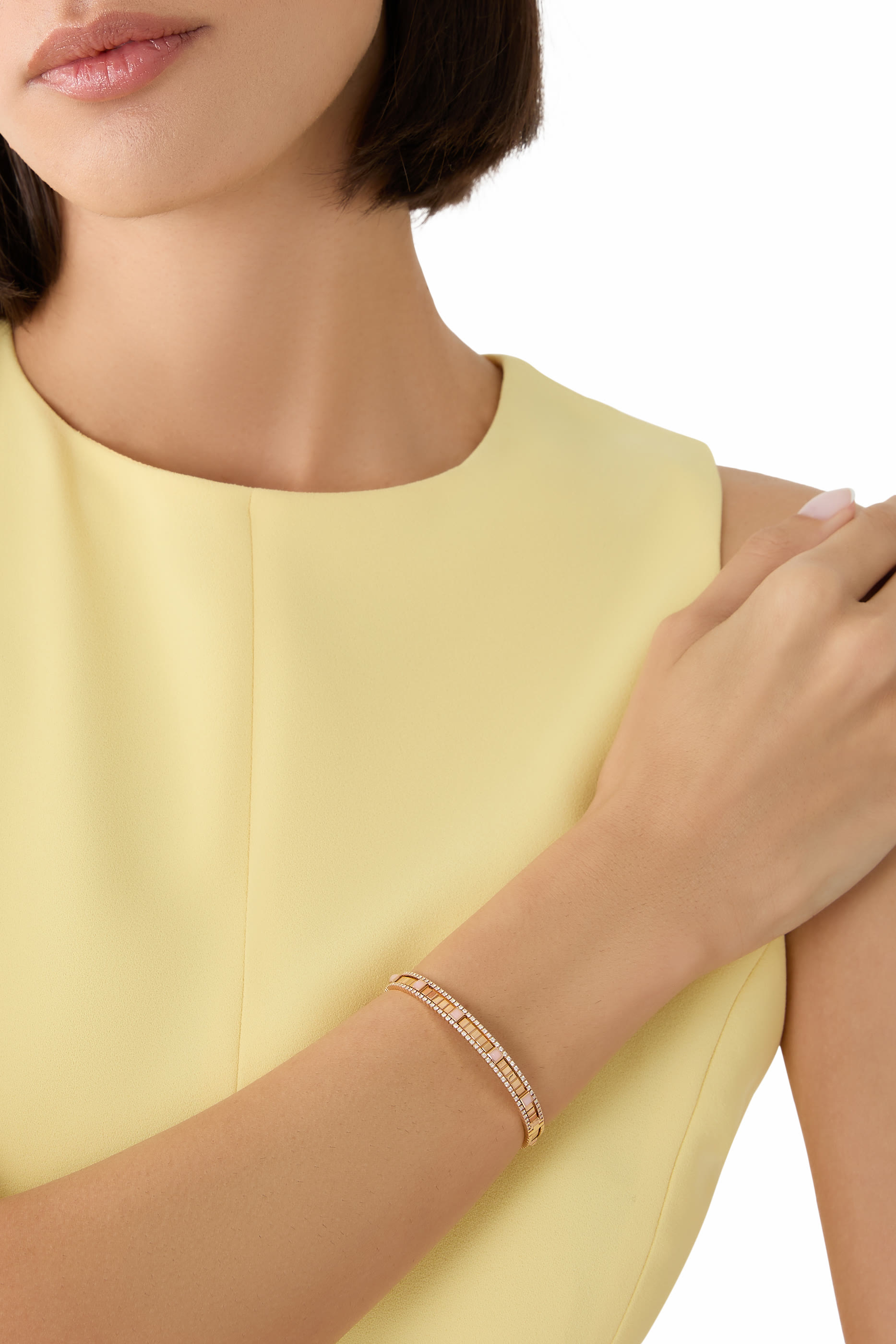 LIFE Hinged Bangle, 18K Rose Gold, Diamonds & Pink Opal