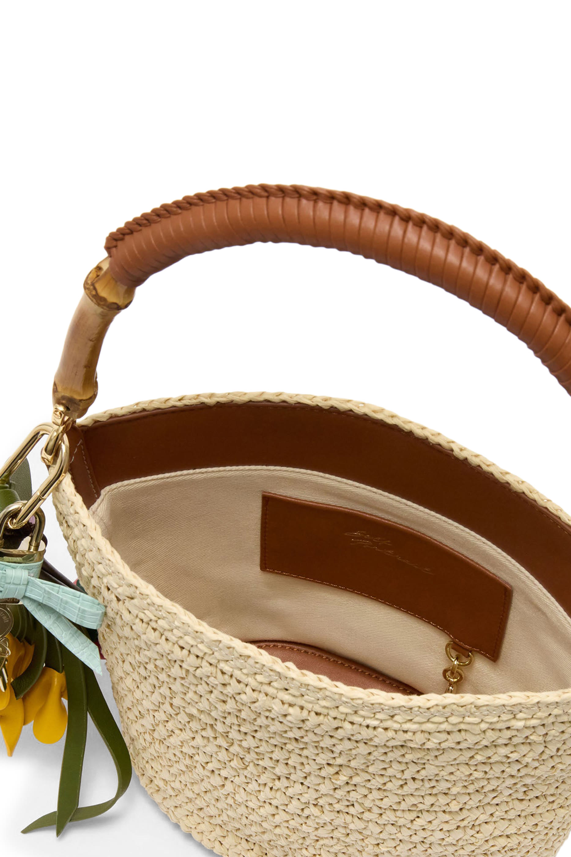 Raffia Charm Bucket Bag 
