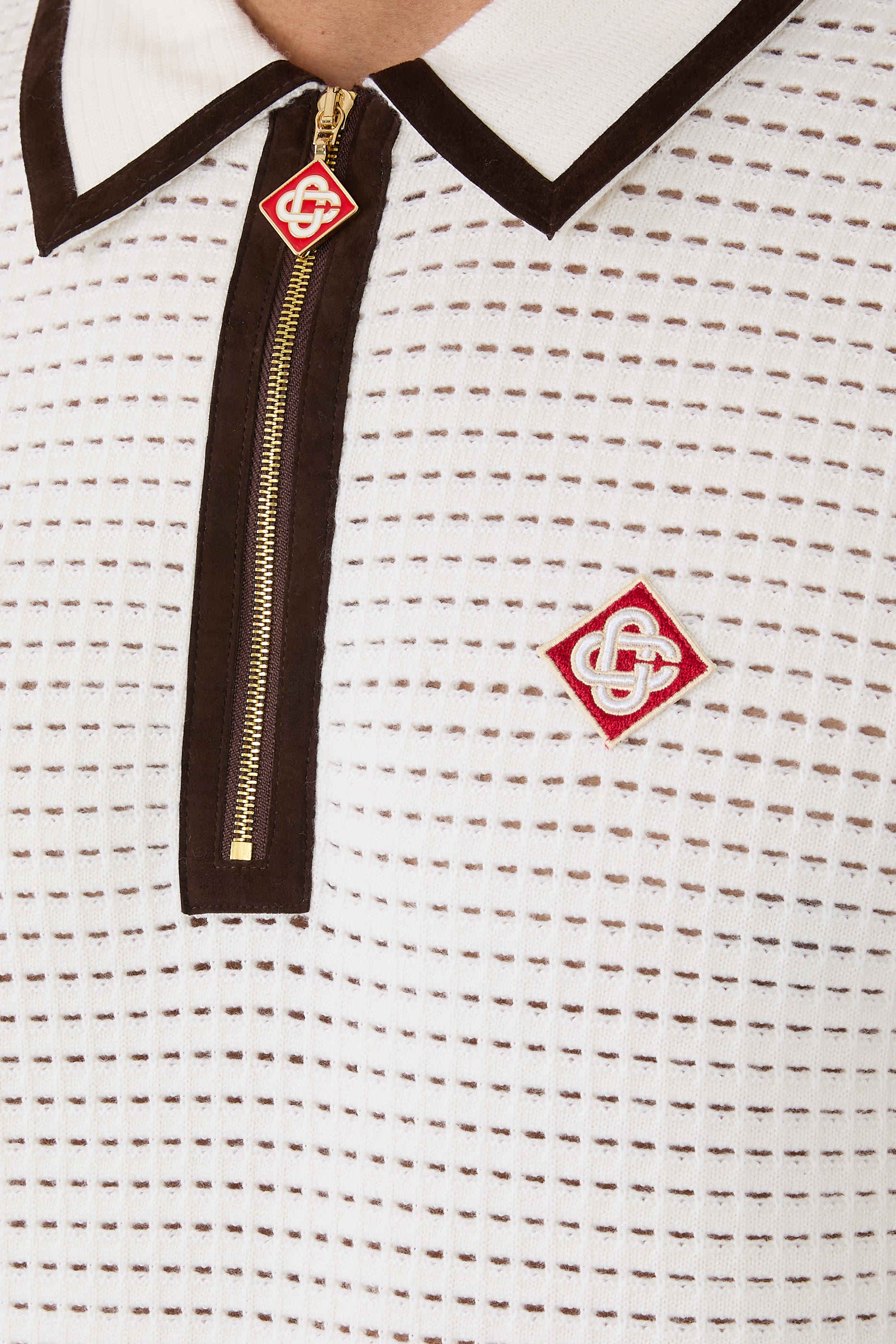 Waffle-Stitch Polo Shirt