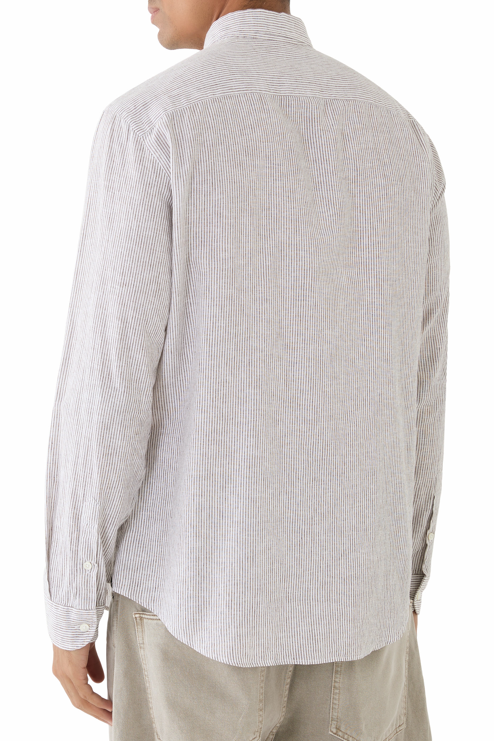 Striped Linen-Blend Canvas Shirt