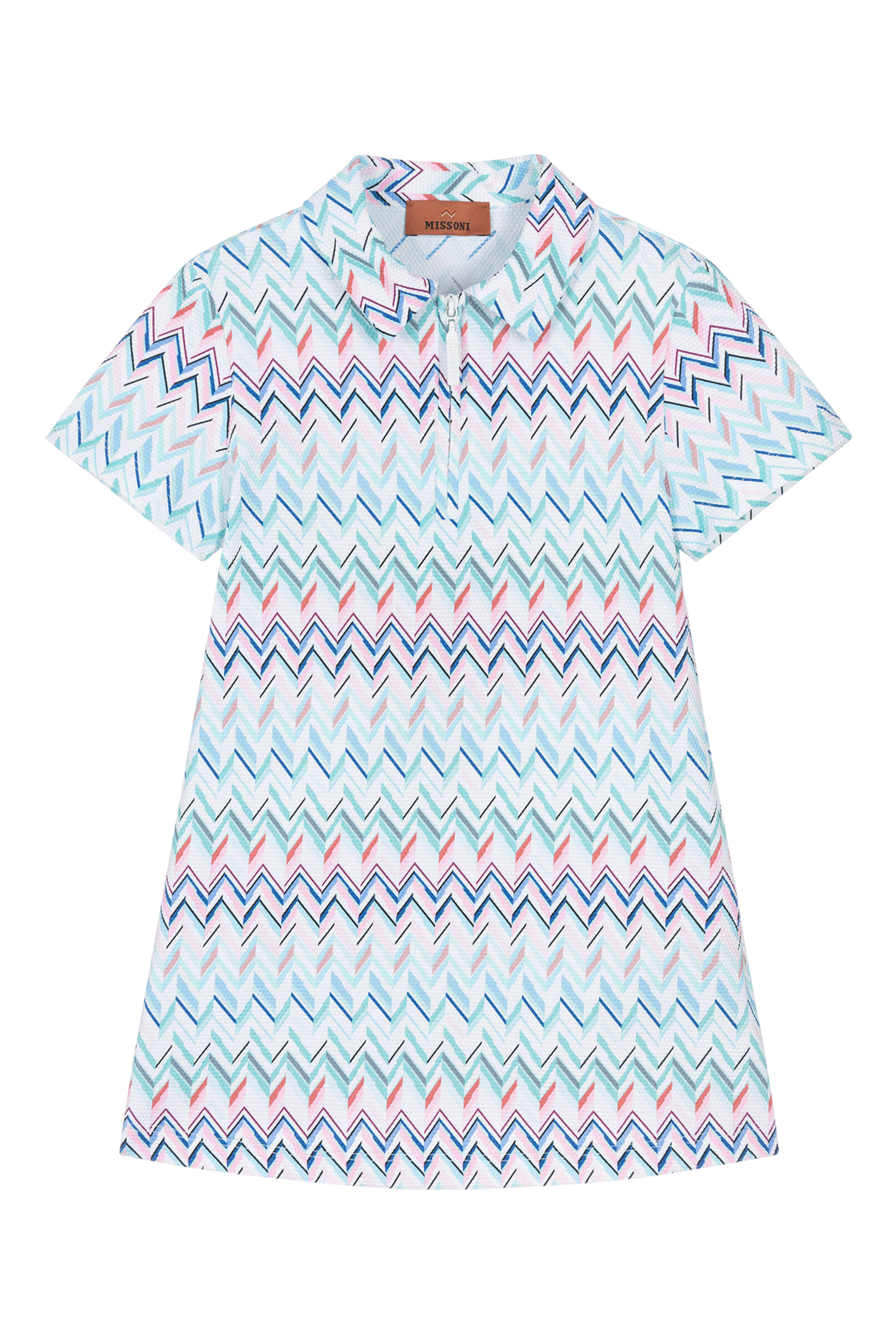 Kids Zigzag Print Polo Dress 