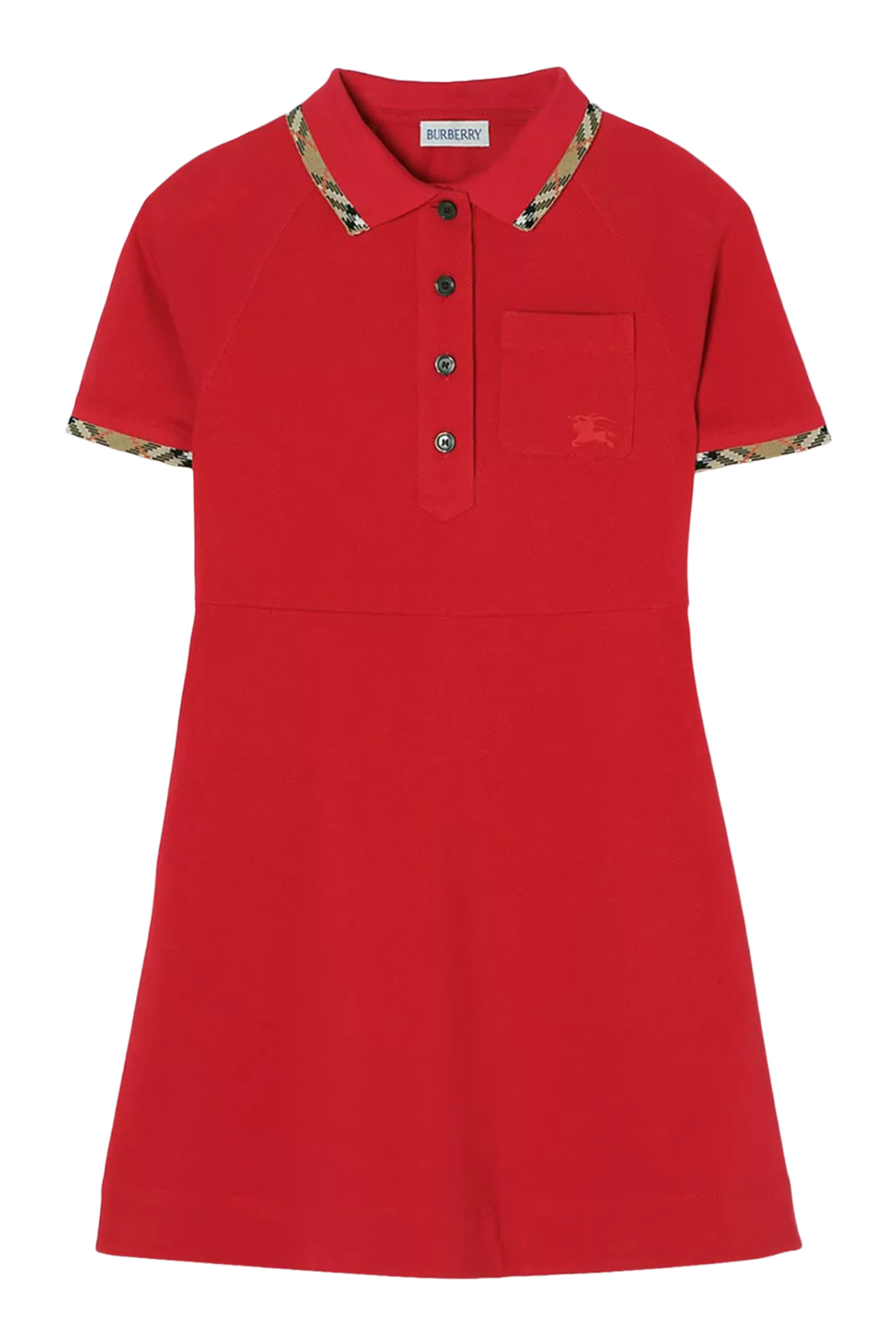 Kids  Check Trim Cotton Polo Shirt Dress