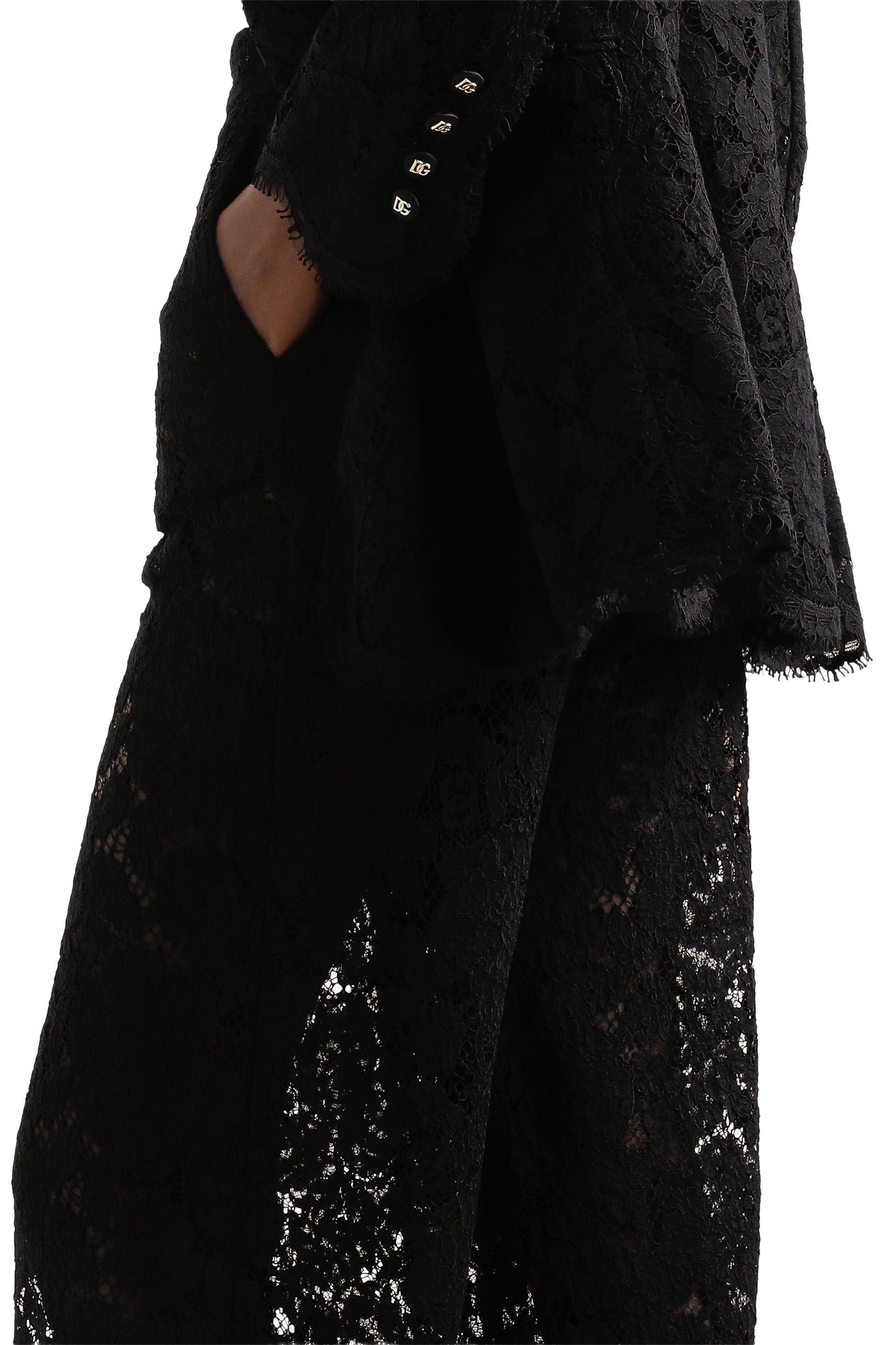 Cordonetto Lace Trousers with Flower Motif 