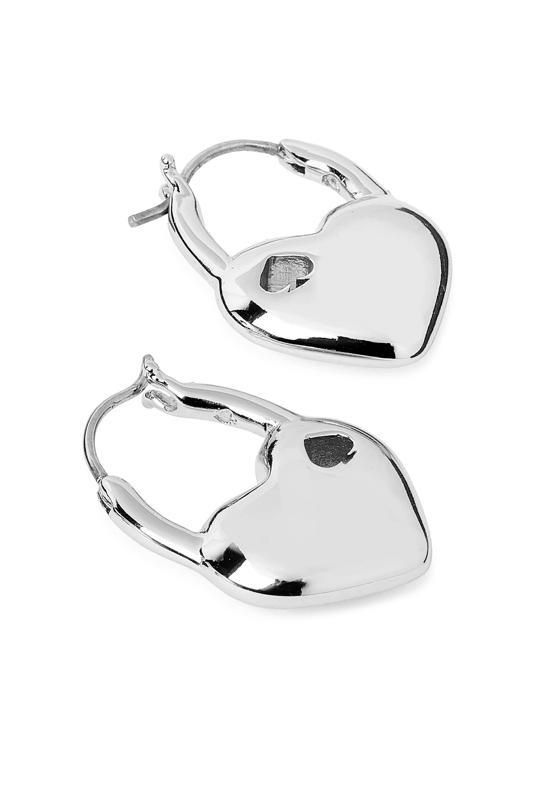 Heart Spade Huggies, Brass, Stainless Steel Posts & Cubic Zirconia