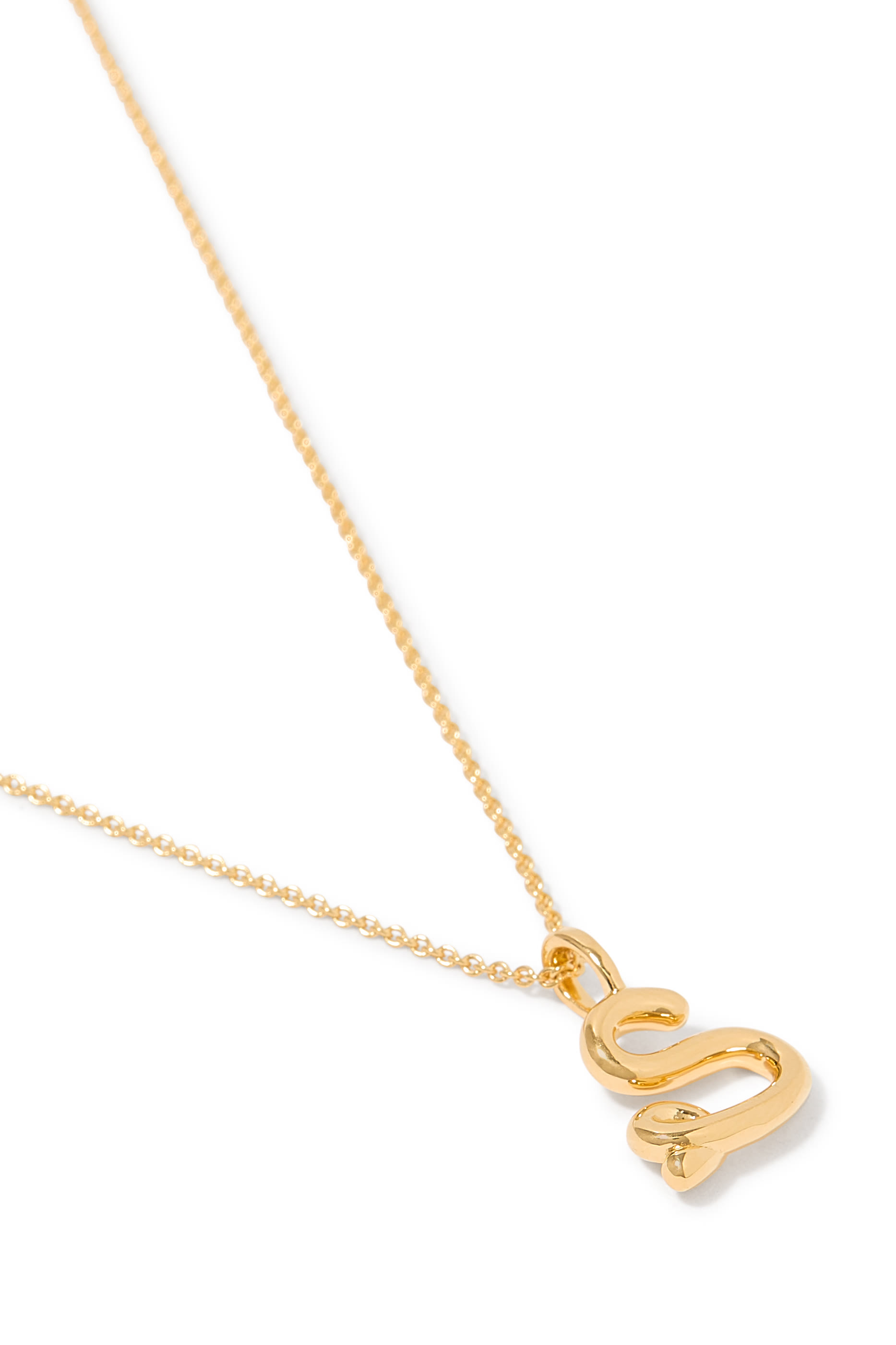 Curly Molten Mini Initial Necklace - S, 18k Recycled Gold Vermeil on Recycled Sterling Silver