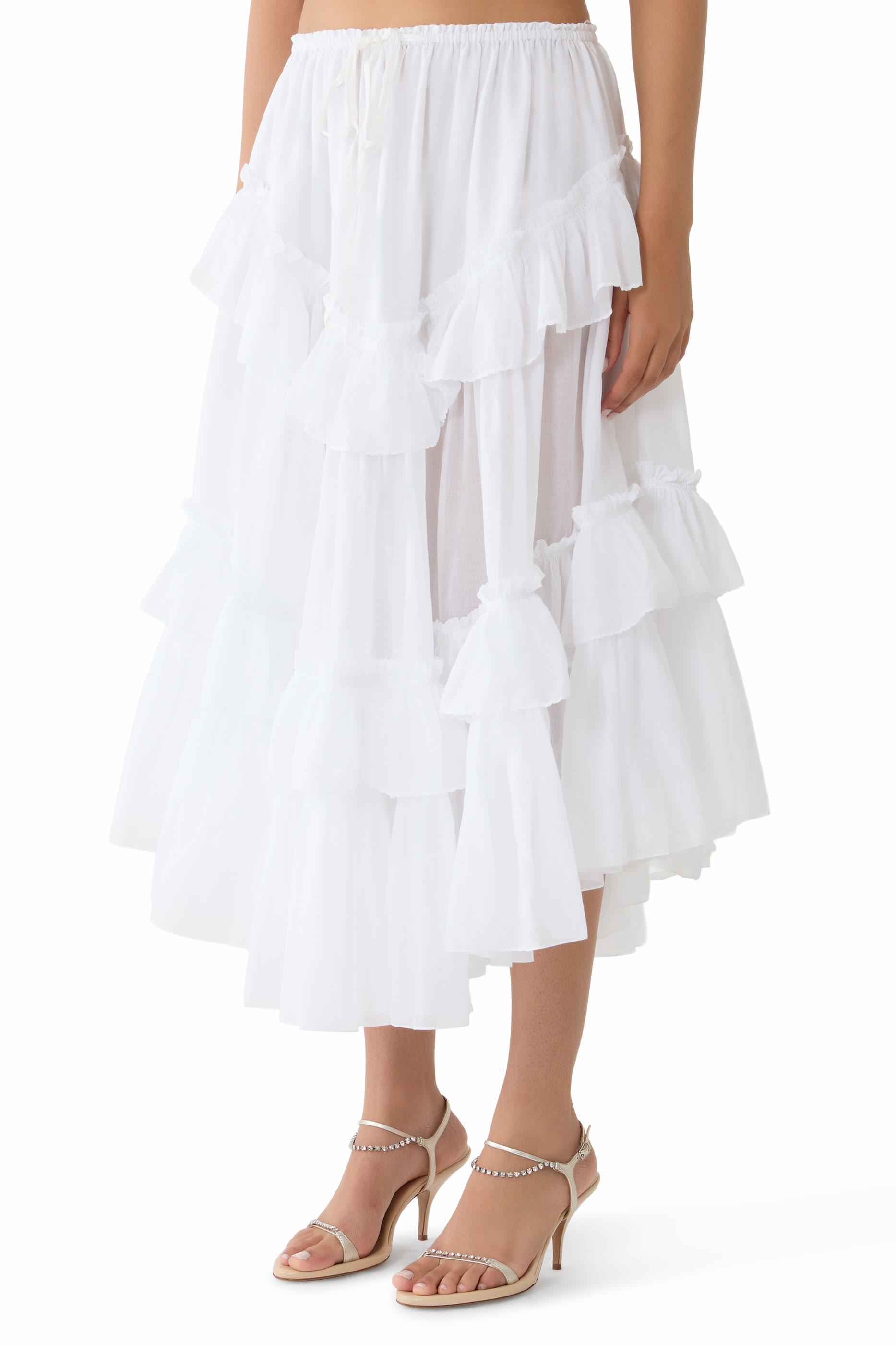 Layered Ruffled Midi Skirt
