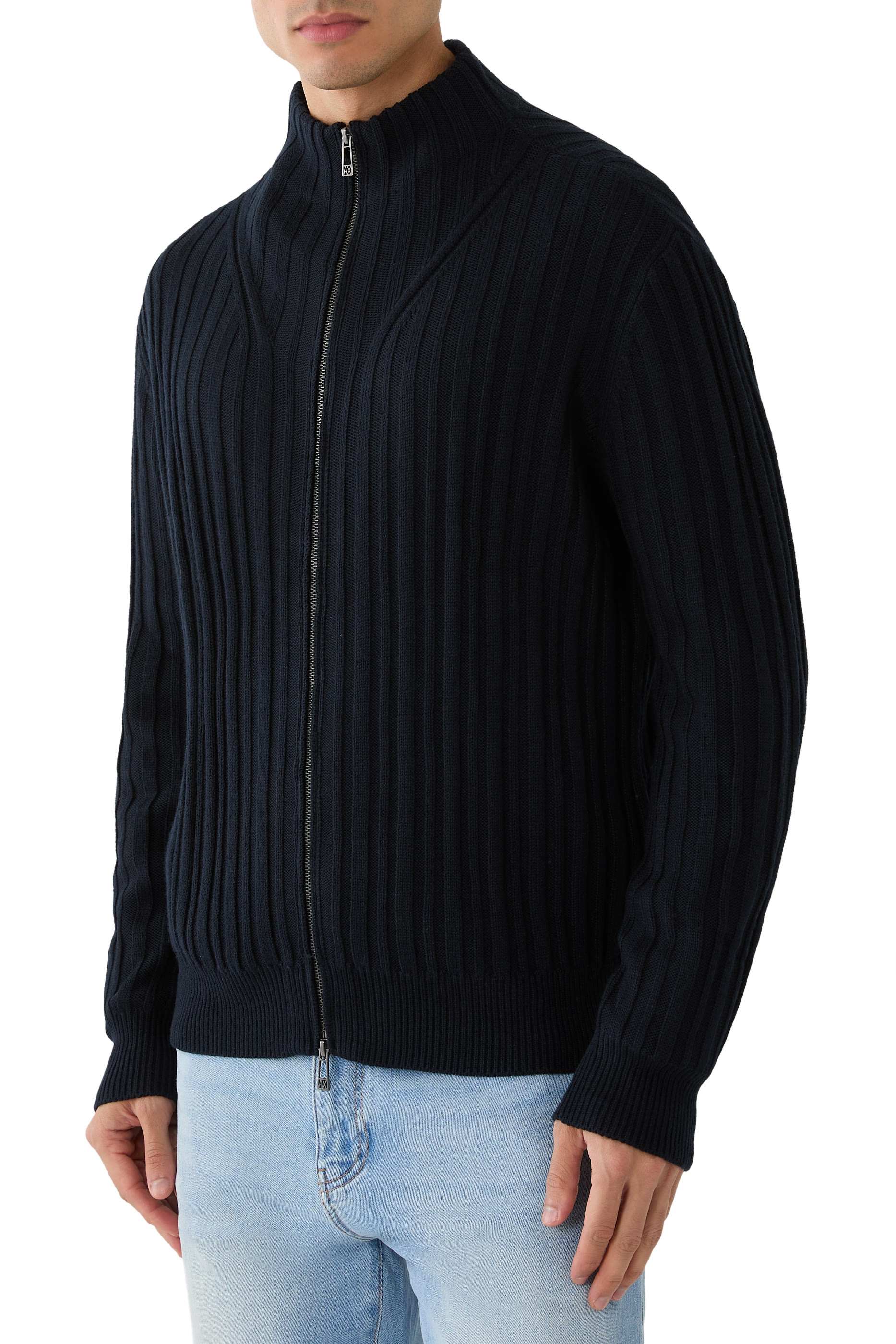 Zip-Up Ribbed Cardigan