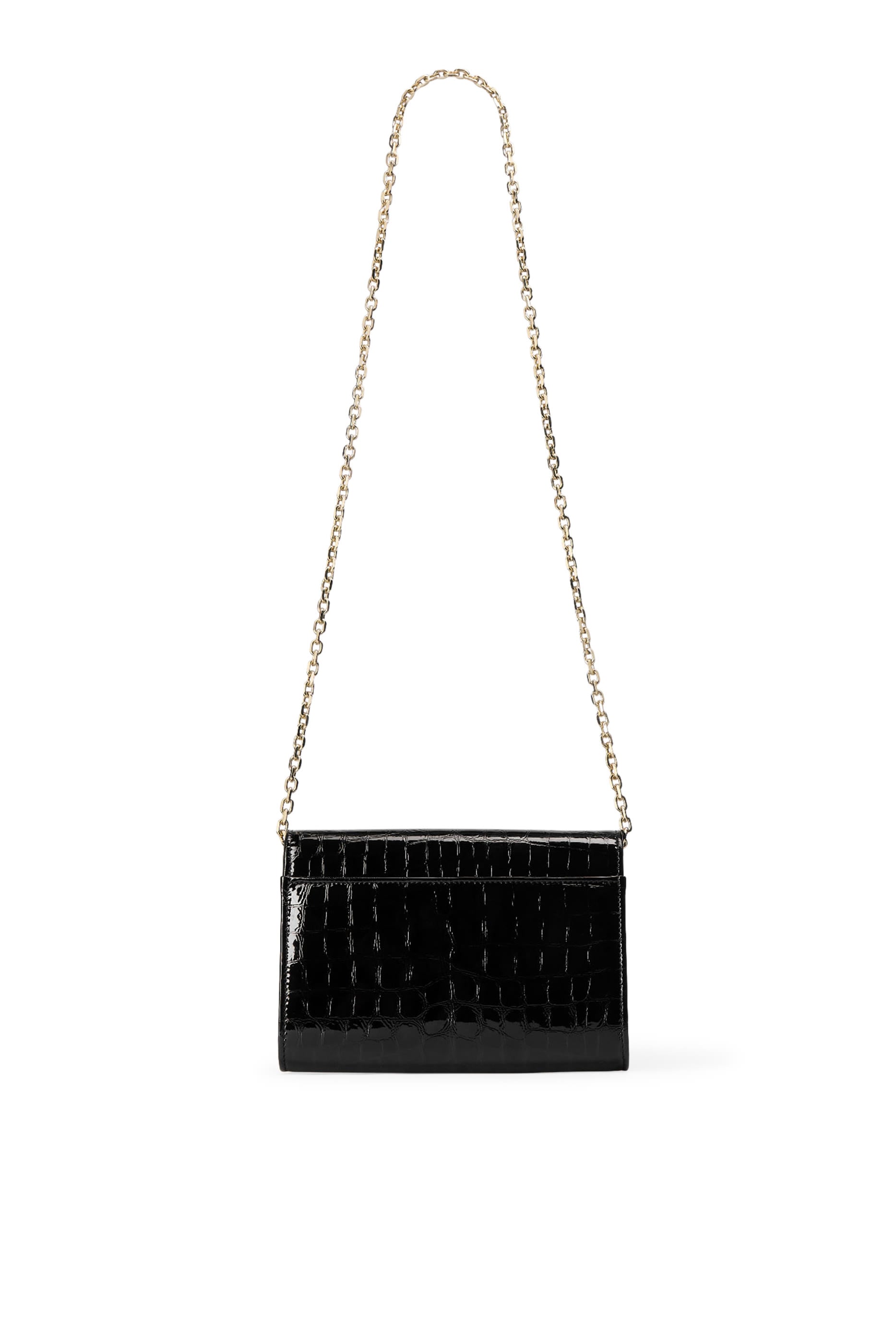 Croc-Embossed Curve Clutch Bag