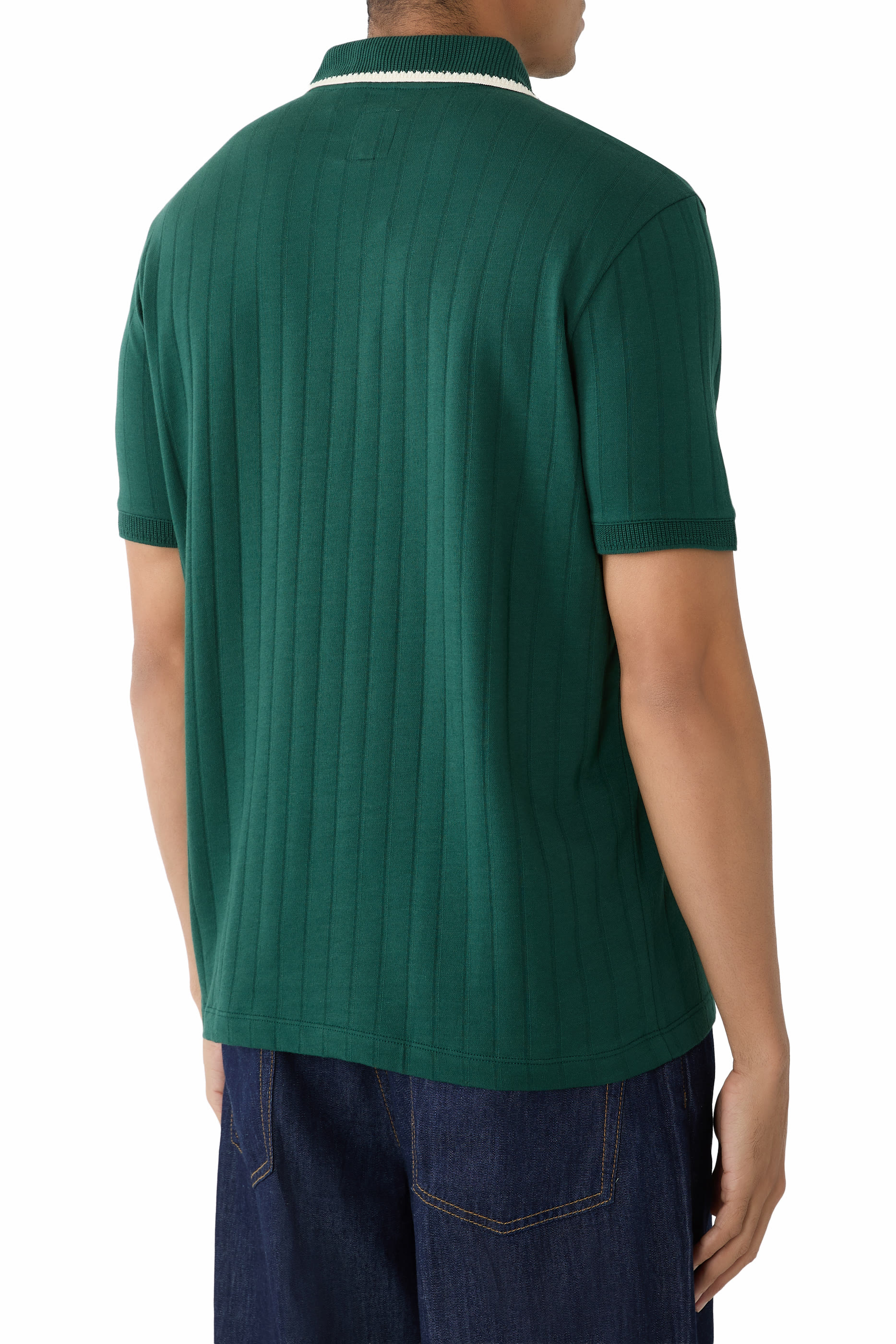 EA Club Patch Open Collar Ribbed Polo Shirt