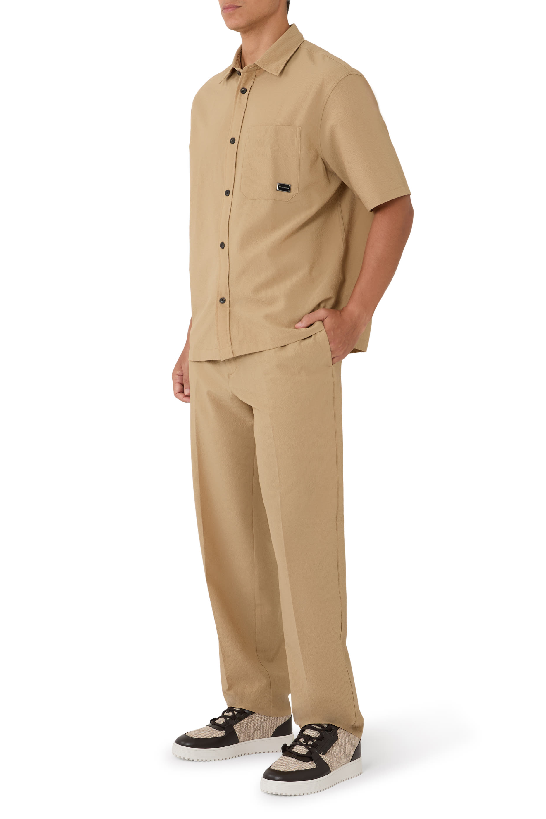 Logo Plaque Flat Front Trousers