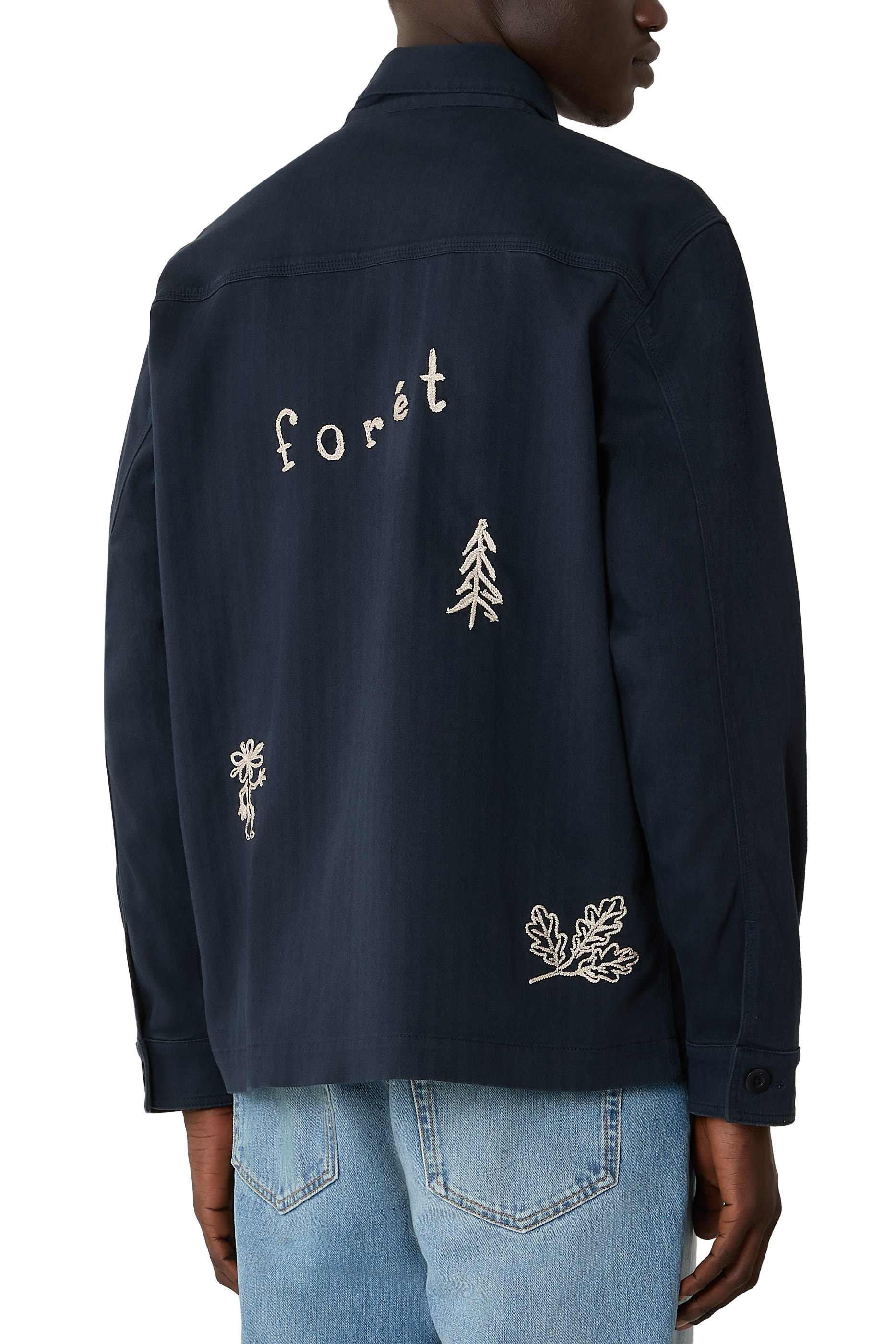 Berry Herringbone Embroidery Overshirt 