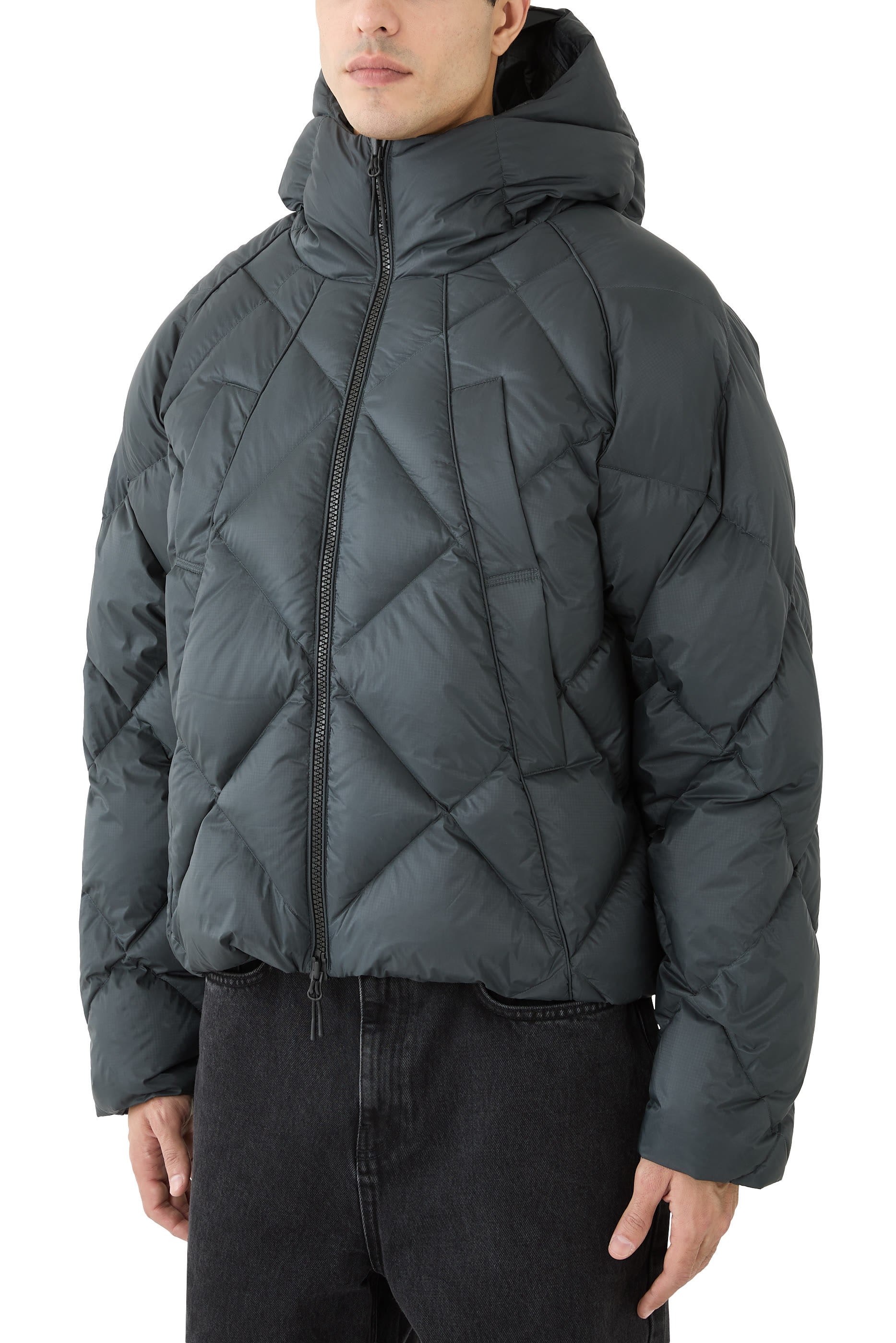 Diamond-Quilted Down Puffer Jacket