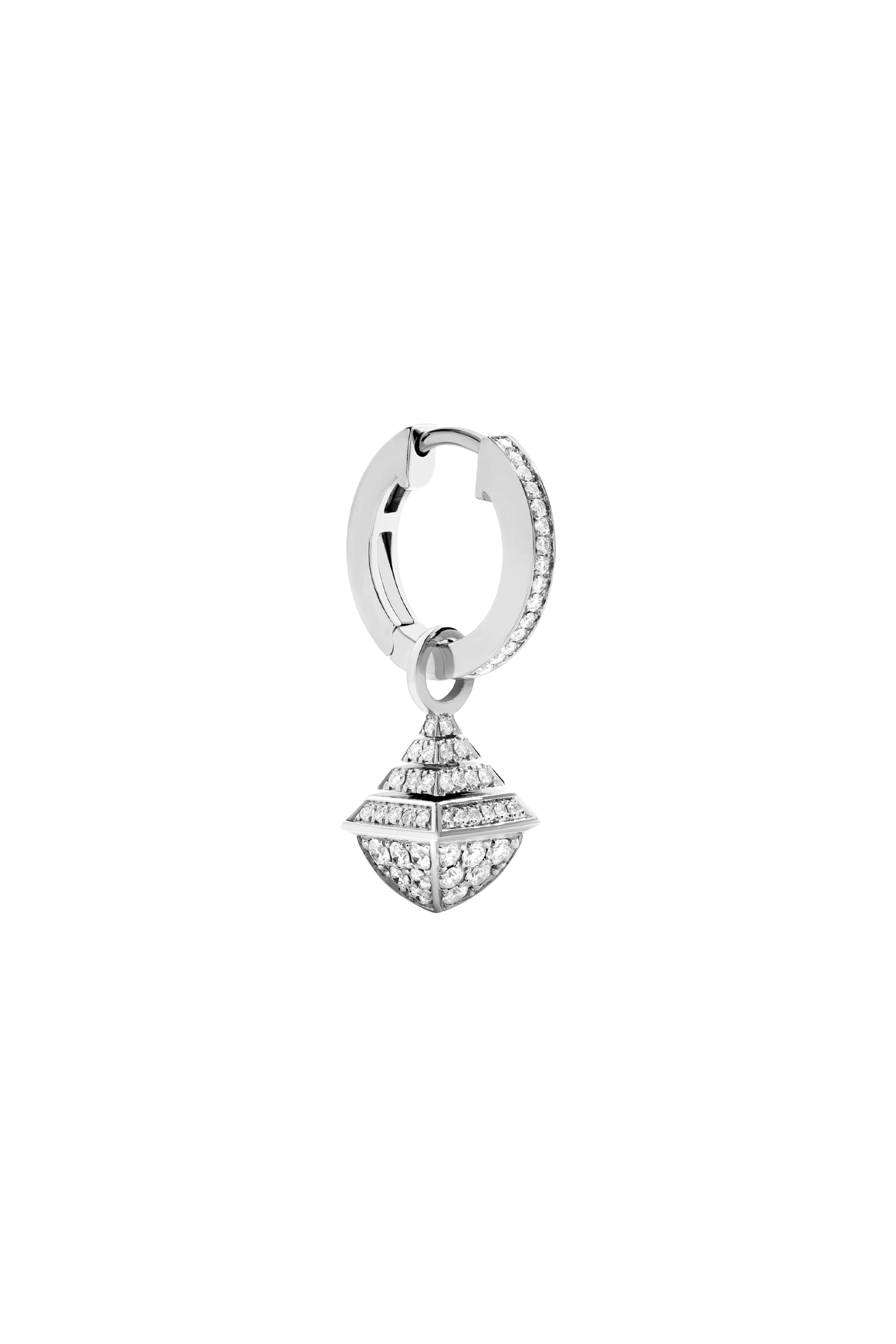 Cleo Mini Rev Earrings, 18k White Gold With Full Diamonds