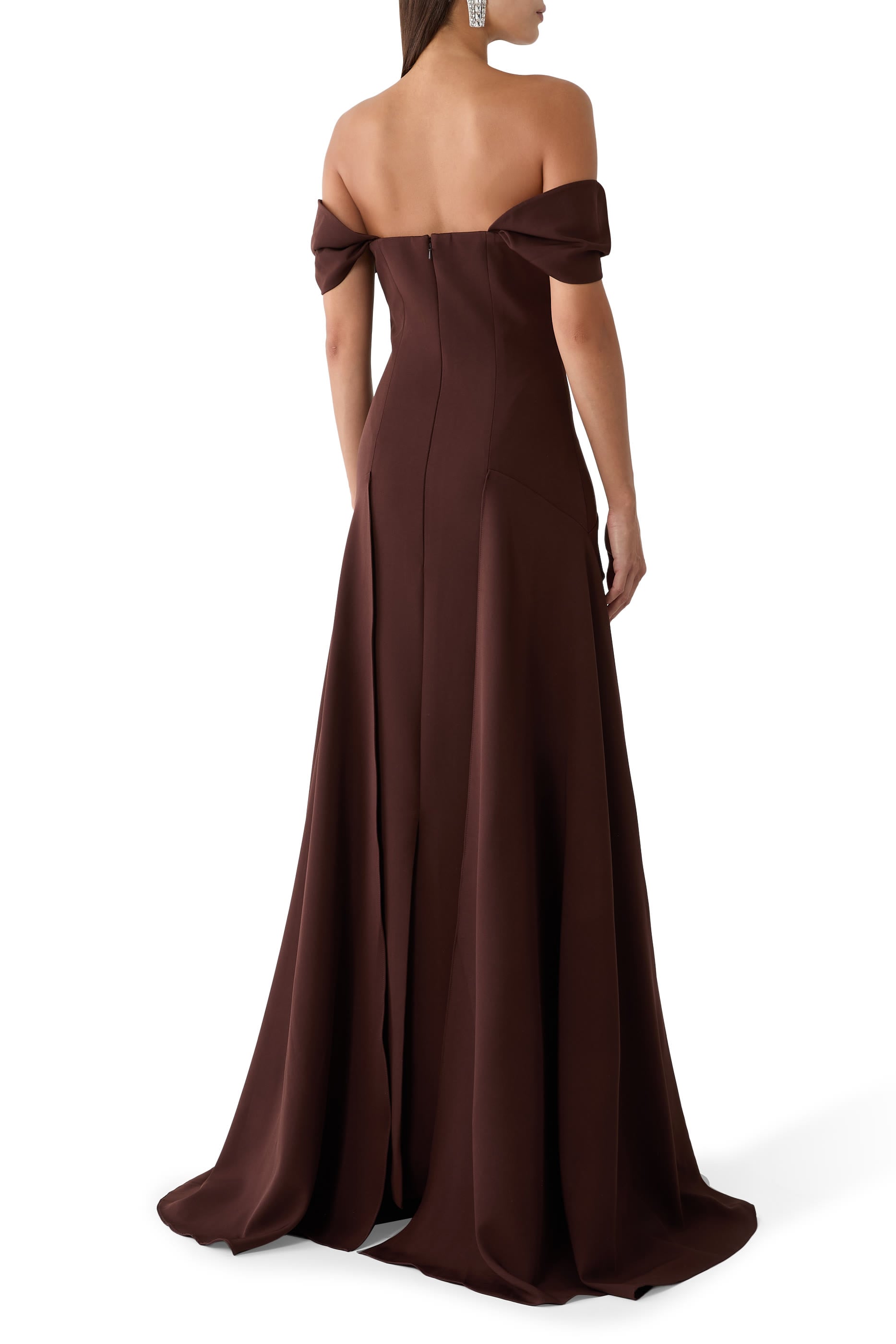 Fallen Sleeve Crepe Gown
