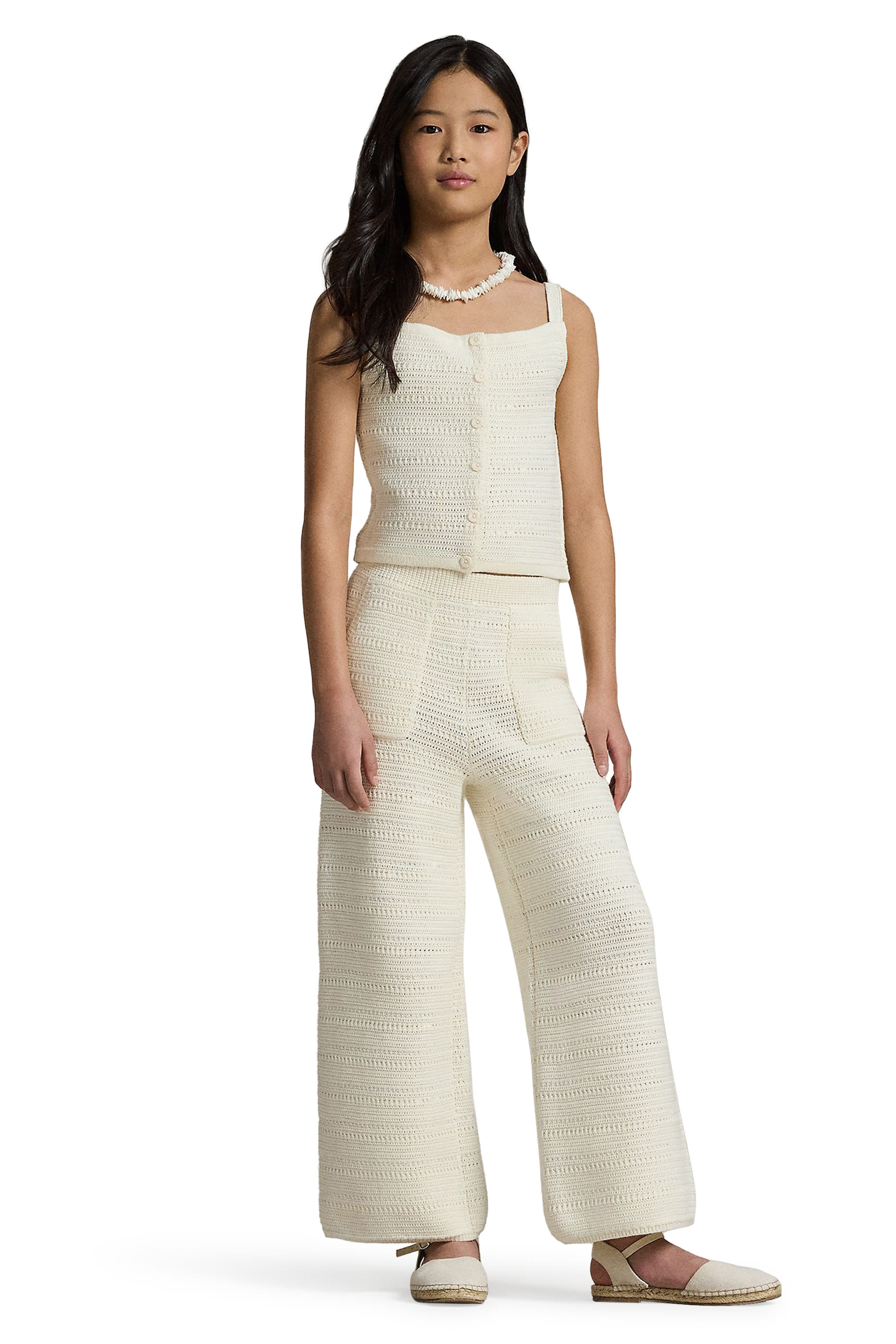 Kids Crocheted Cotton Jumper Top & Trousers 