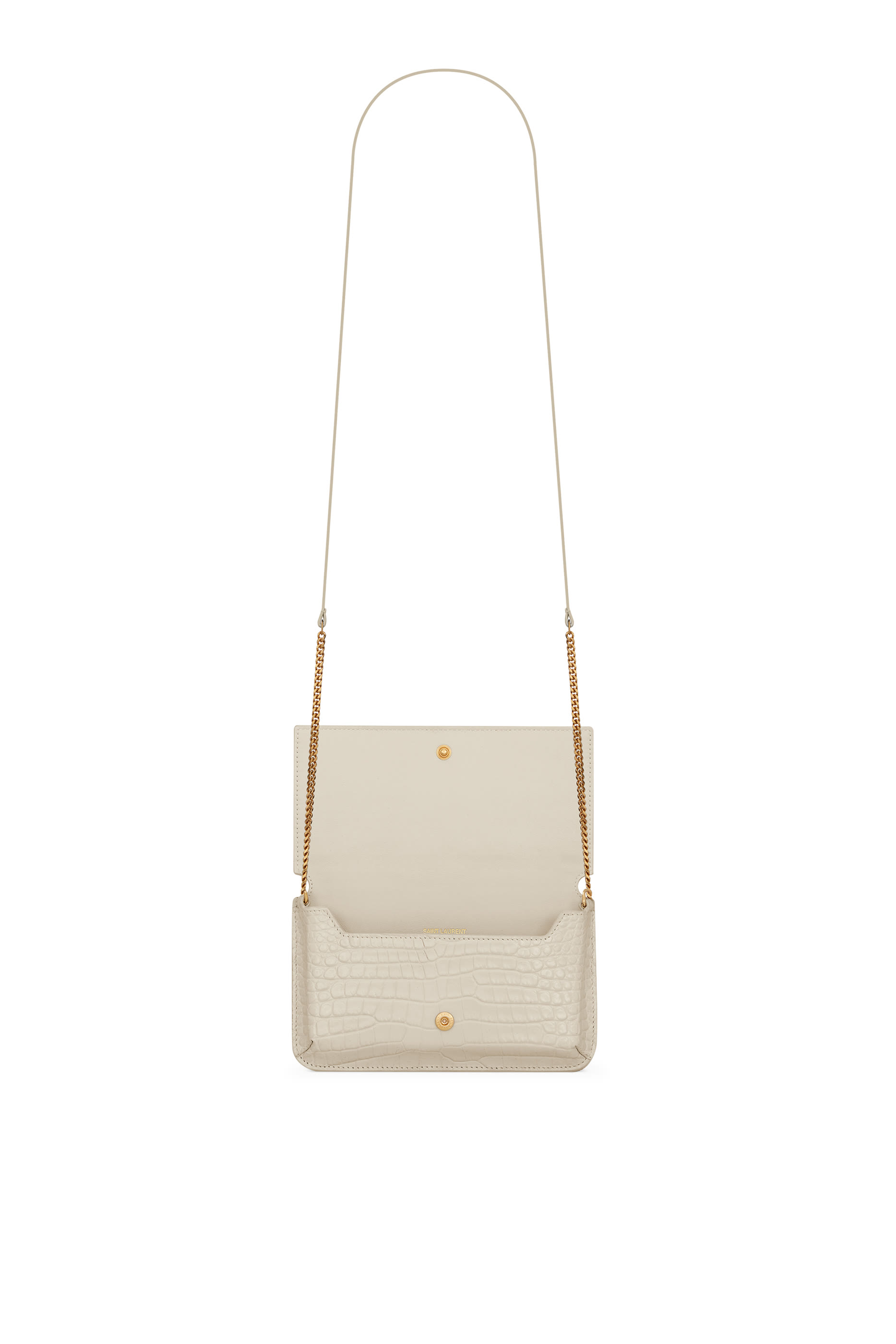  Cassandre Phone Holder in Shiny Crocodile-Embossed Leather