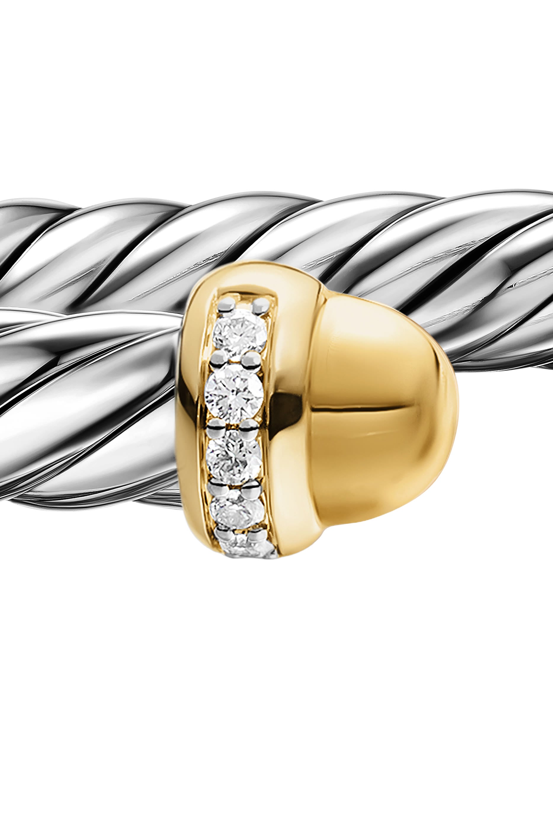  Cable Diamond Cable Flex Bangle,  Sterling Silver with 14K Yellow Gold & Pavé Set Diamonds