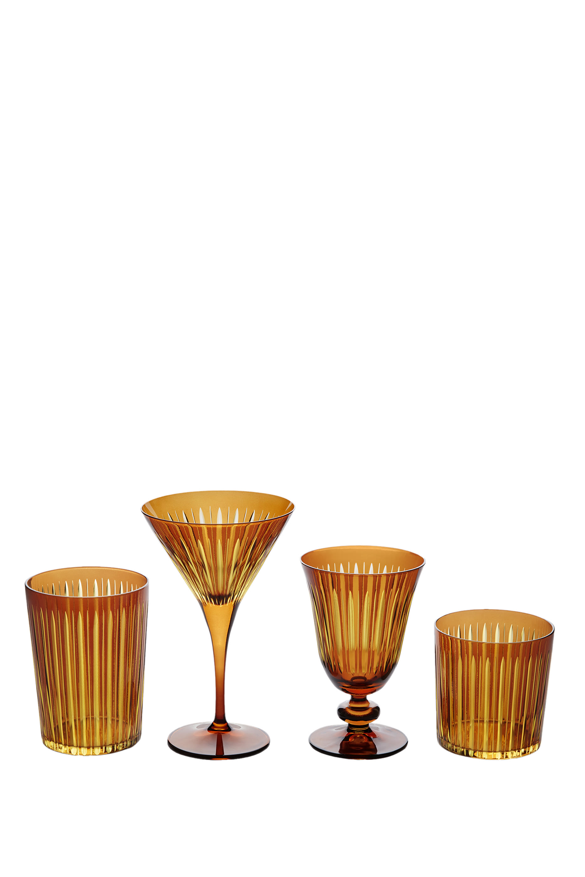 Prism Amber Highball Glass, Set of 4
