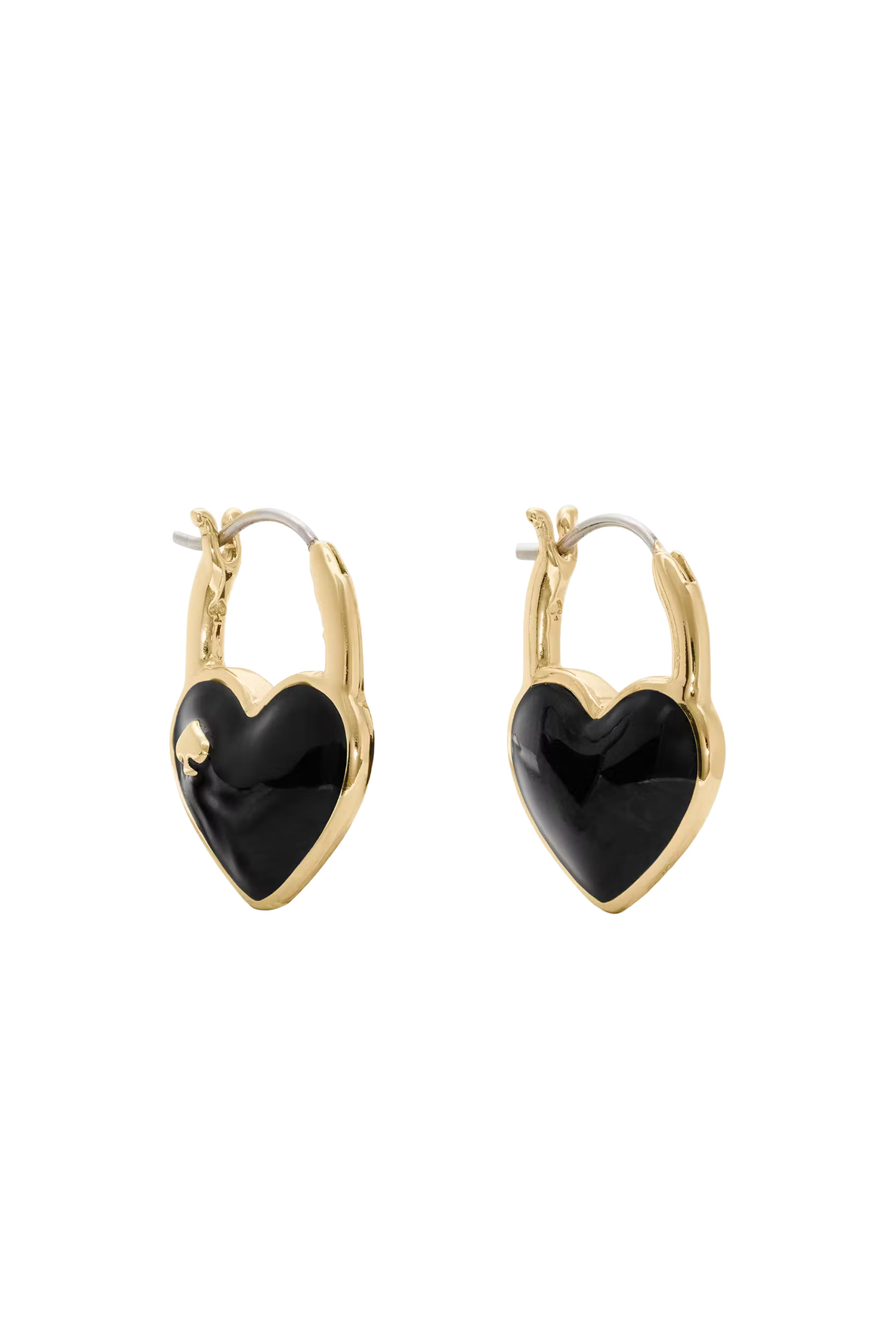 Heart Spade Huggies, Stainless Steel Posts & Enamel
