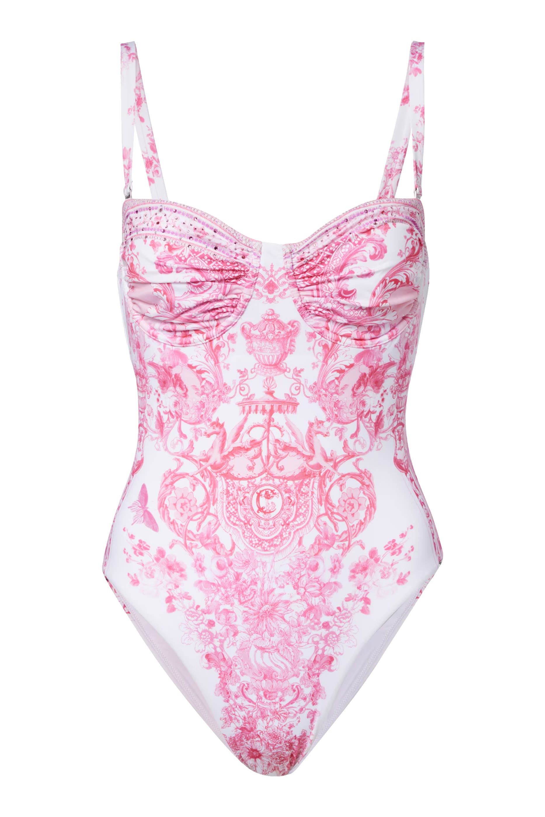 Ruched Cup Underwire One Piece Swimsuit