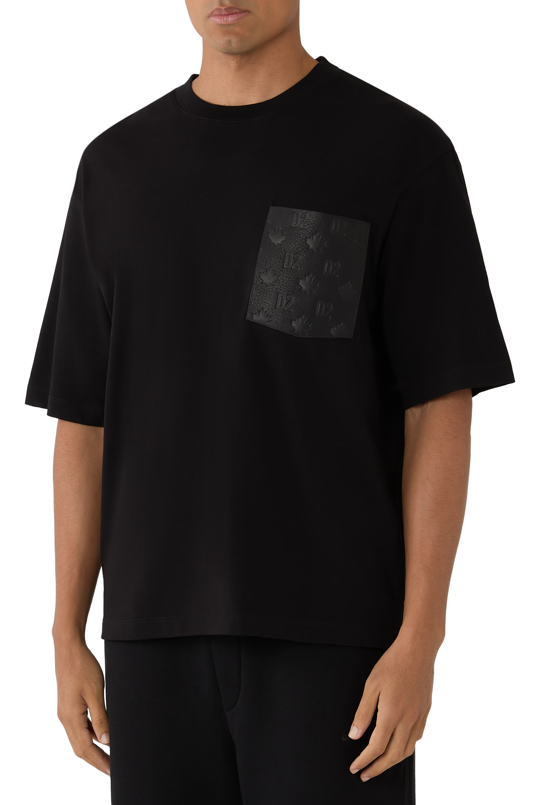 Leather Pocket Loose Fit T-Shirt
