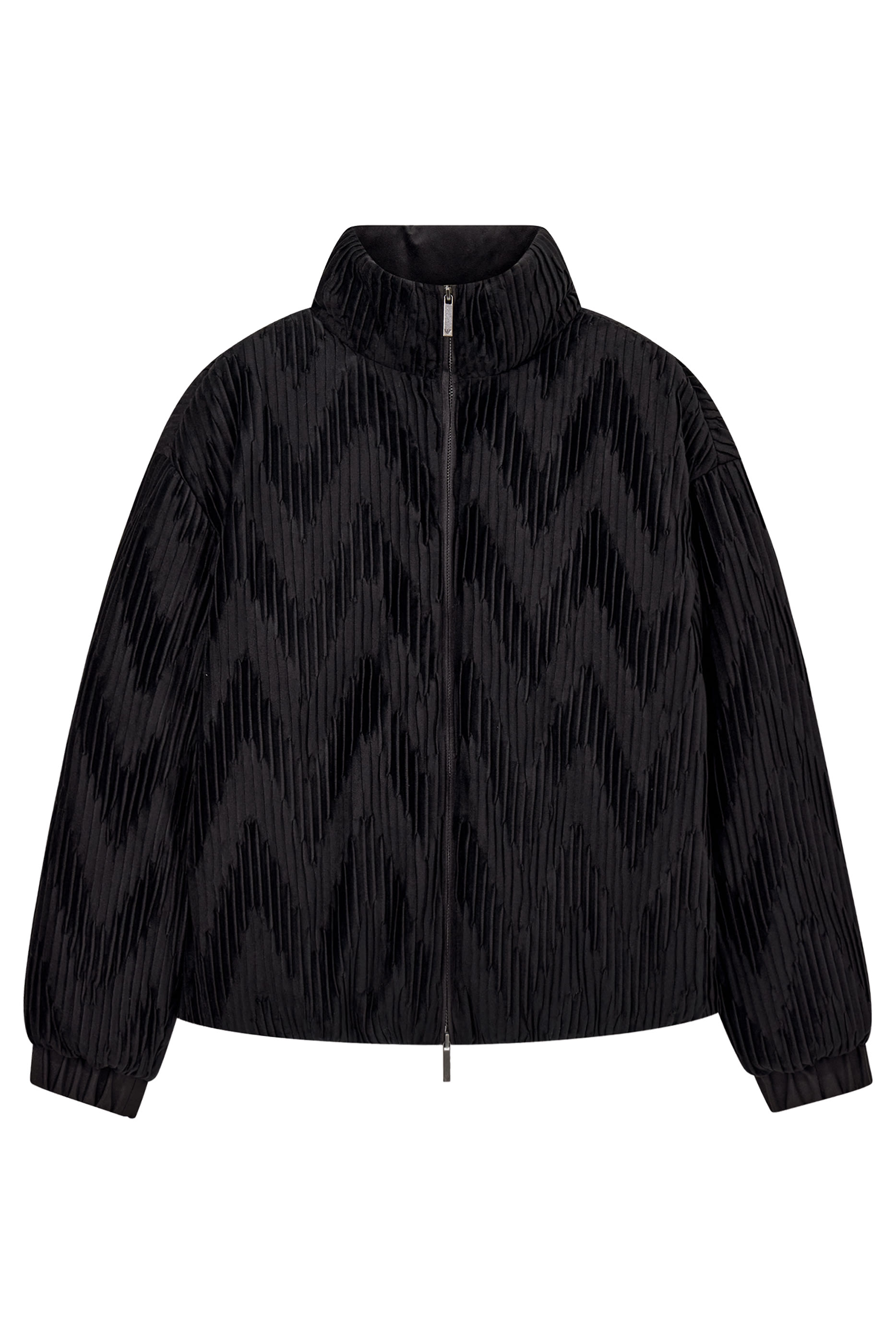 Chevron Plissé Velvet Down Jacket